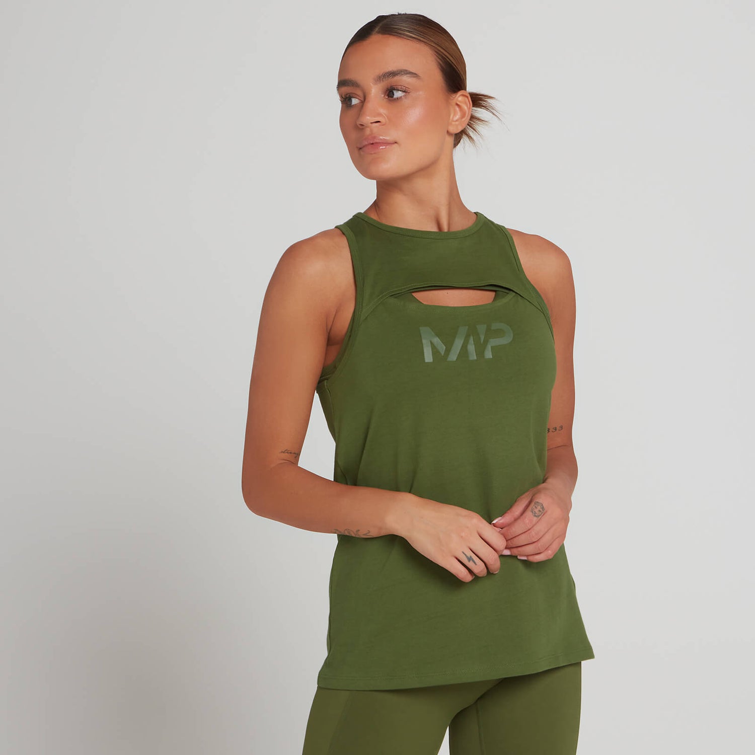 MP Ženska daljša majica Adapt — listnato zelena - XXS