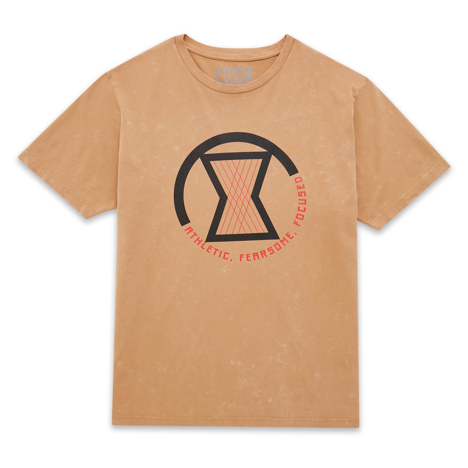 Marvel Althetic, Fearsome, Focused Unisex T-Shirt - Tan Acid Wash