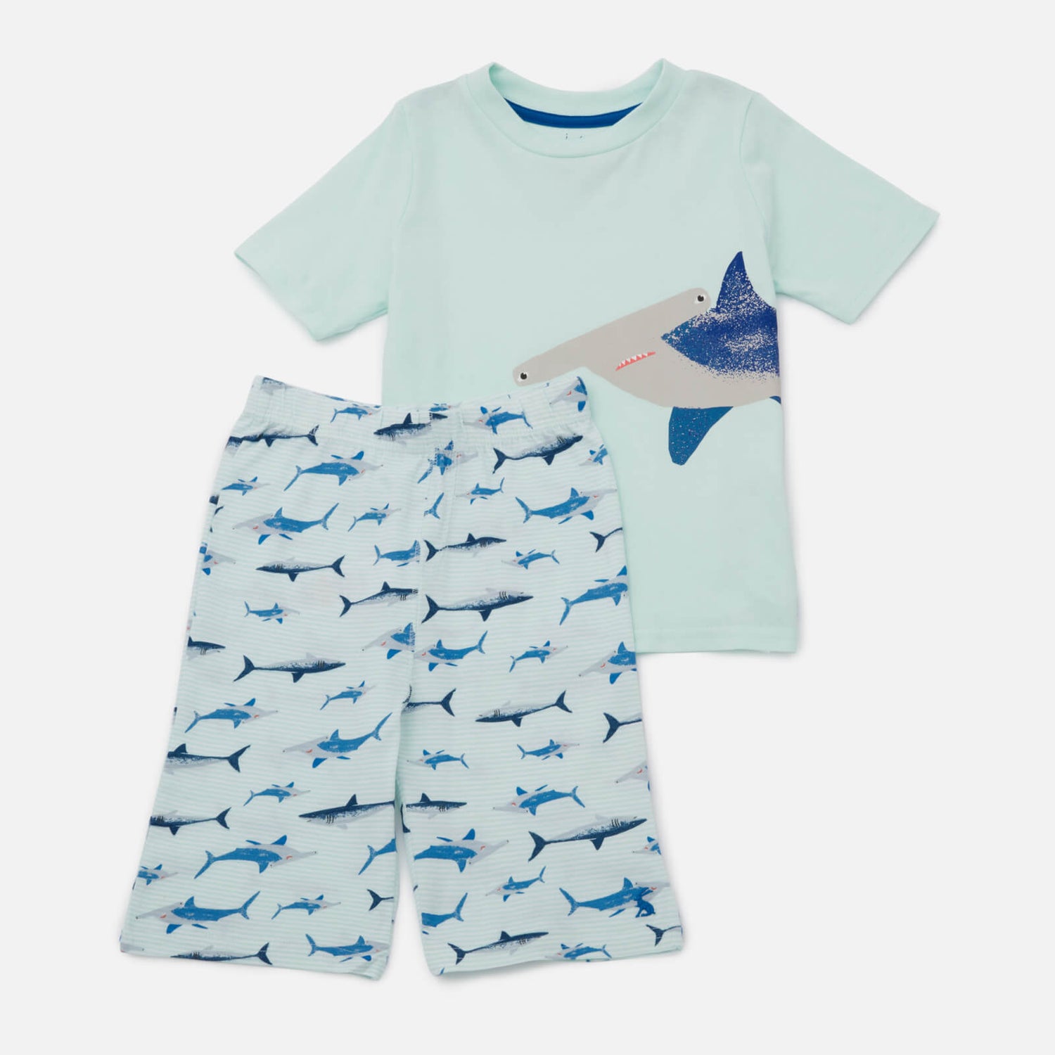 Joules Kids' Shorts Sleeve Pj Set - Green Shark Stripe