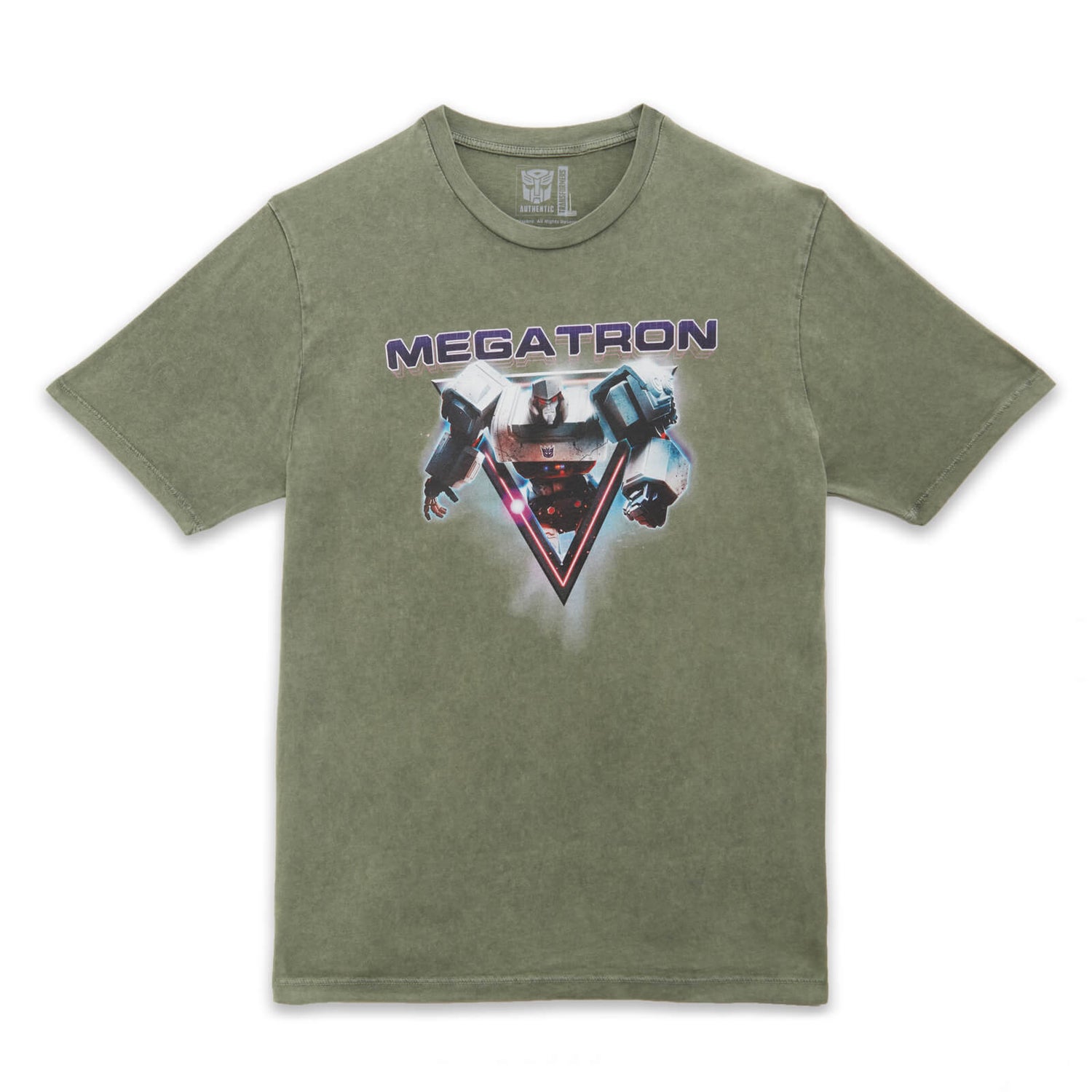 Camiseta unisex Megatron de Transformers - Lavado ácido caqui