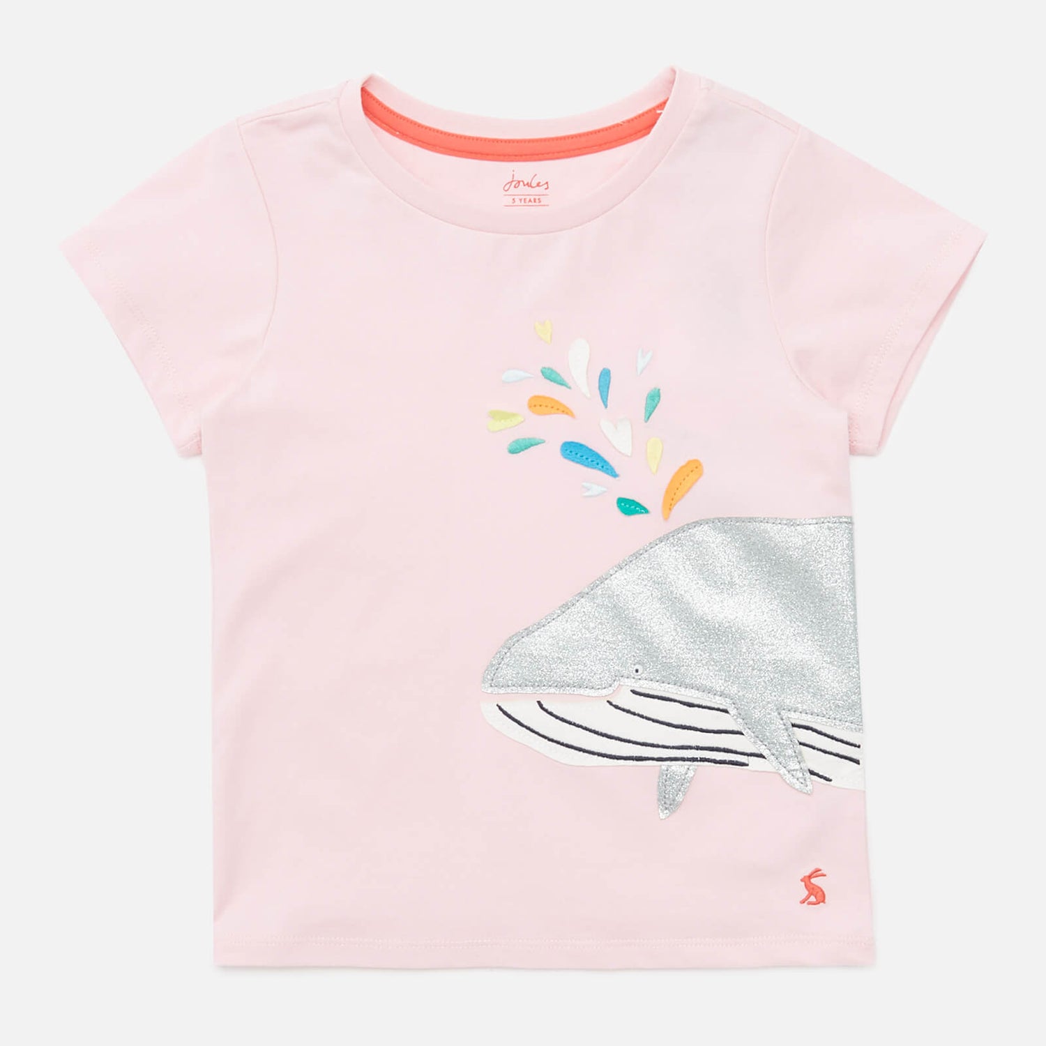 Joules Kids' Shorts Sleeve 2 Way Sequin Artwork T-Shirt - Pink Whale - 7 Years
