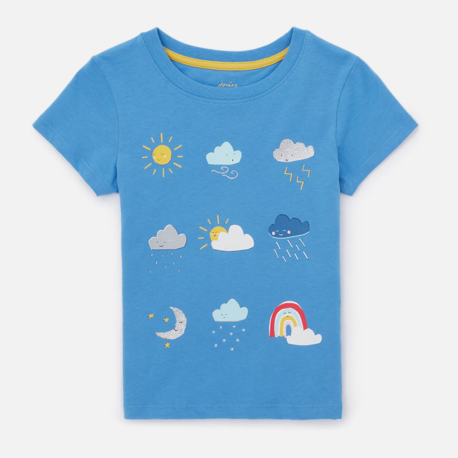 Joules Kids' Short Sleeve Artwork T-Shirt - Blue Weather Icons
