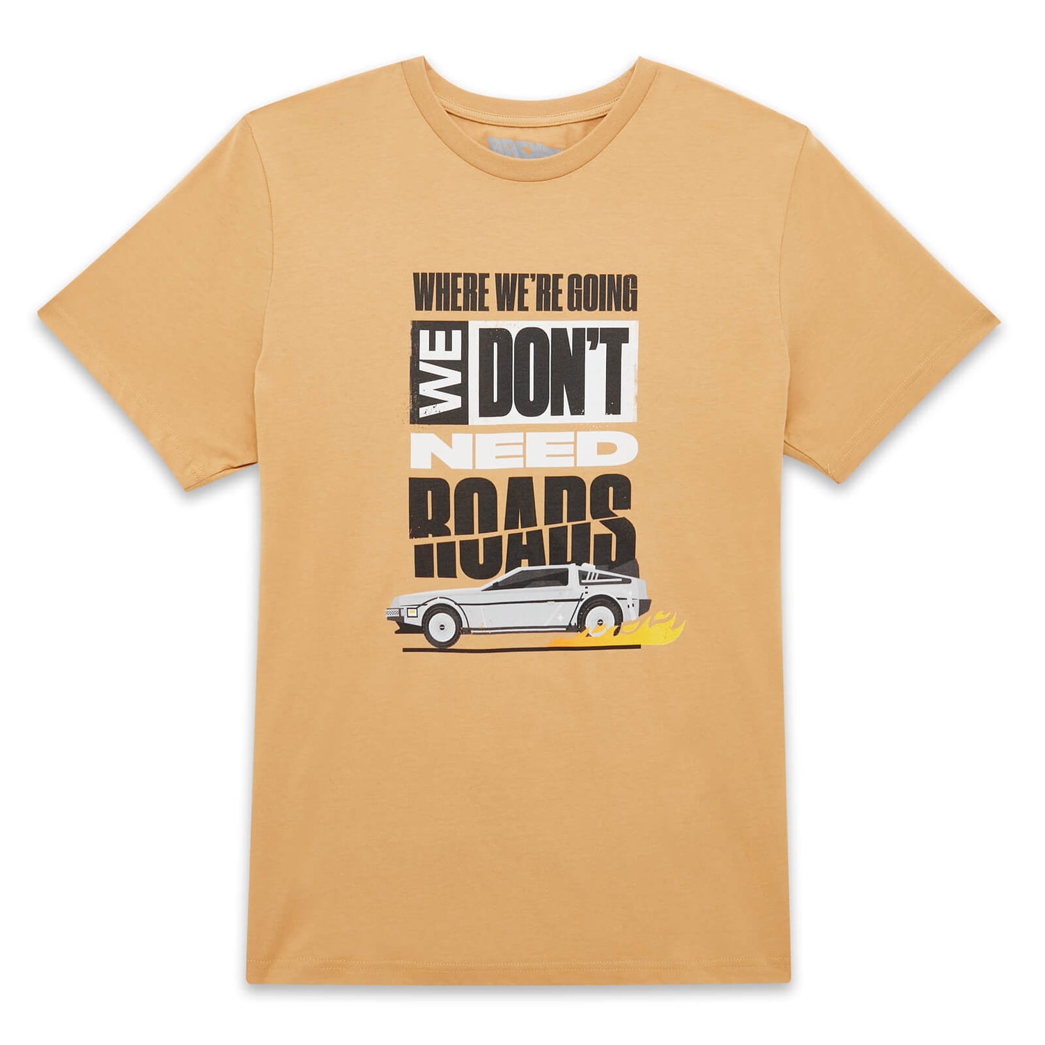 Camiseta unisex Regreso al futuro Adonde vamos We Don't Need Roads - Lavado ácido bronceado