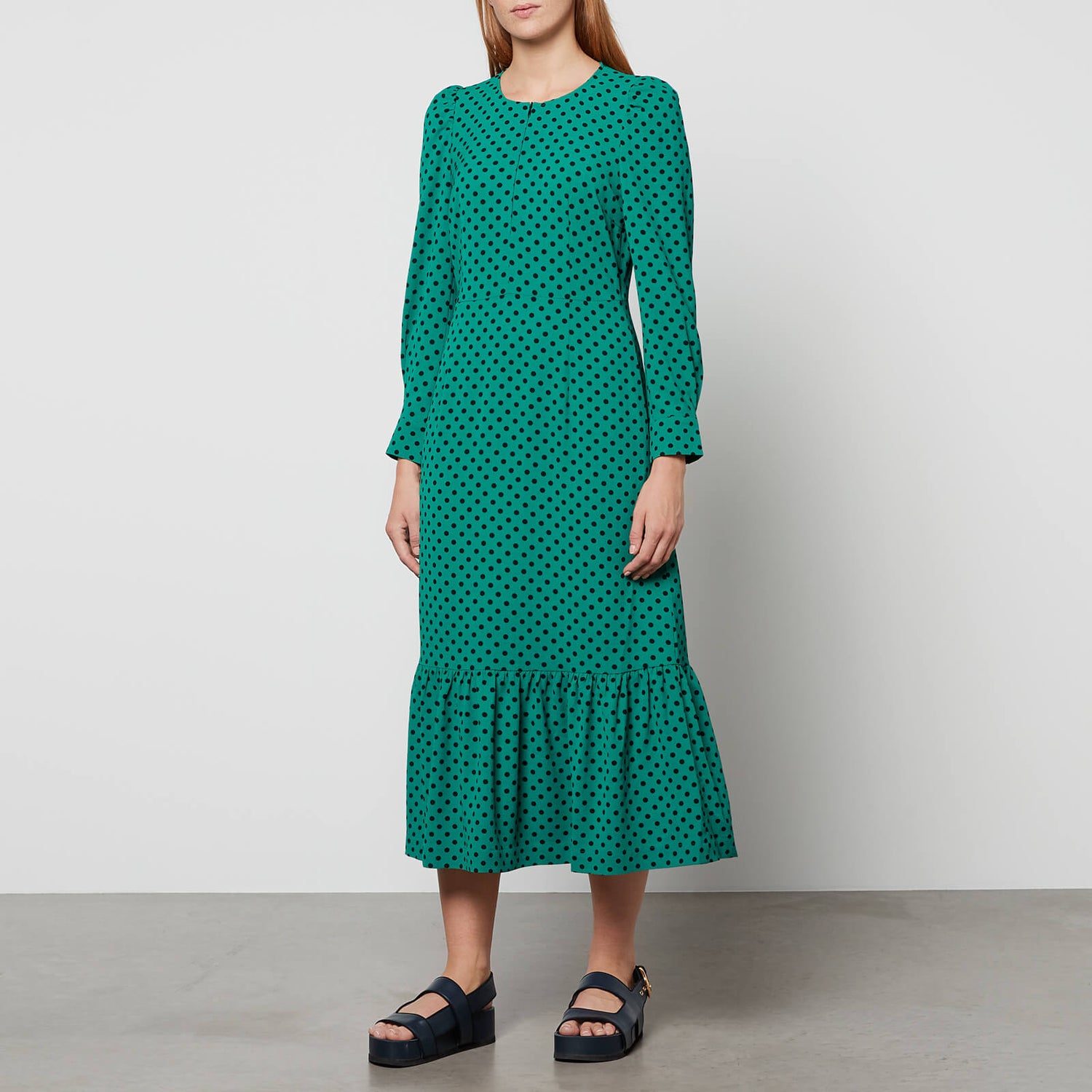 Baum Und Pferdgarten Women's Aleema Midi Dress - Green Dot - EU 34/UK 6