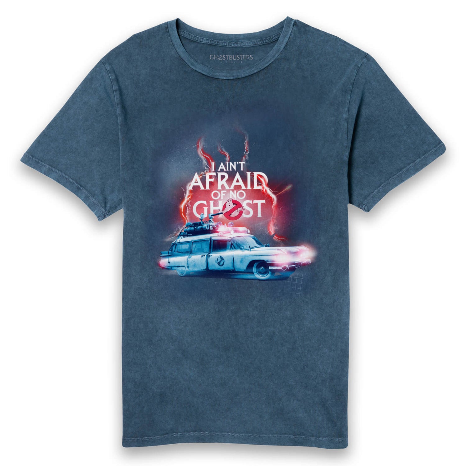 Ghostbusters I Ain't Afraid Of No Ghost Unisex T-Shirt - Navy Acid Wash
