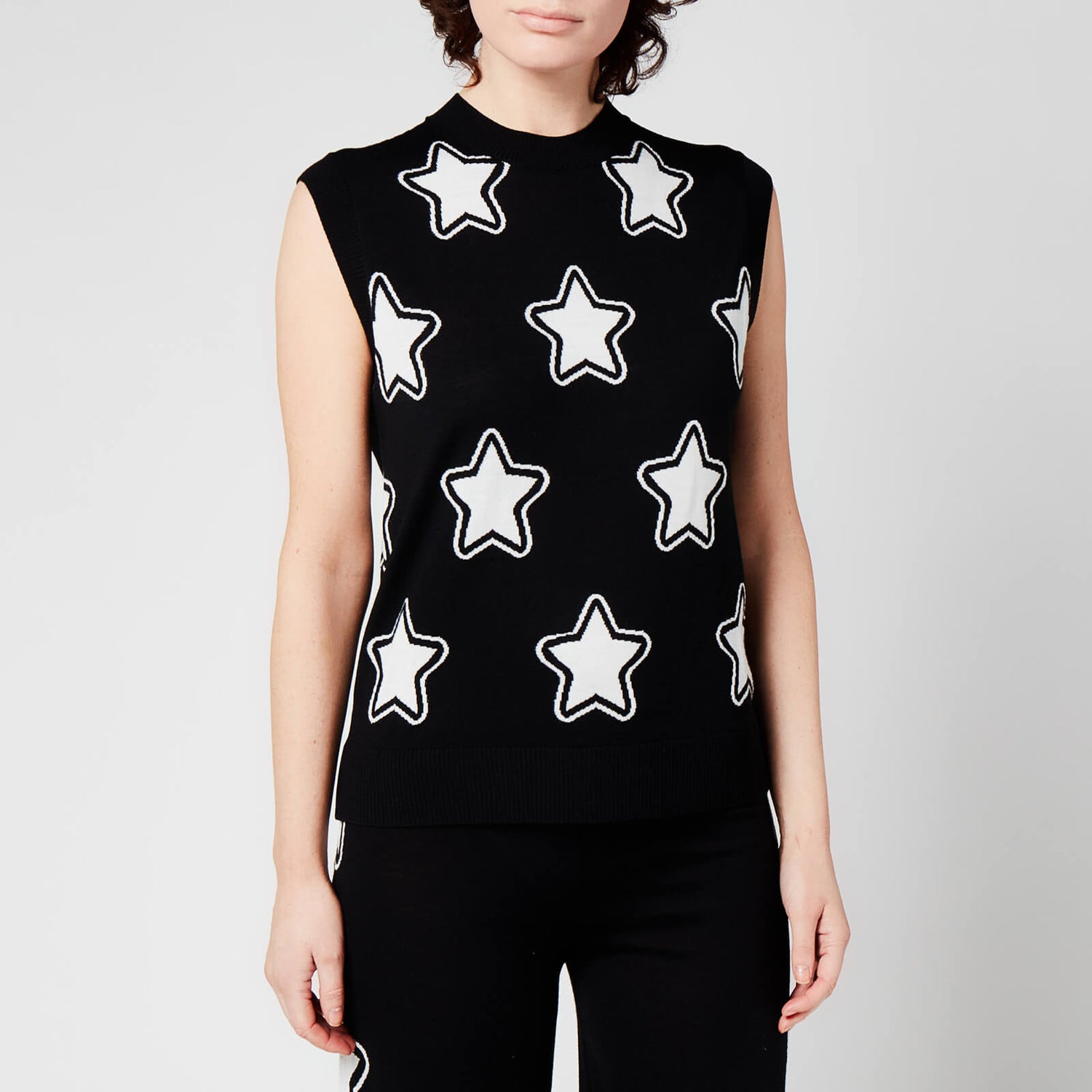 Être Cécile Women's Stars Vest Knitted Jumpers - Black White - UK 6