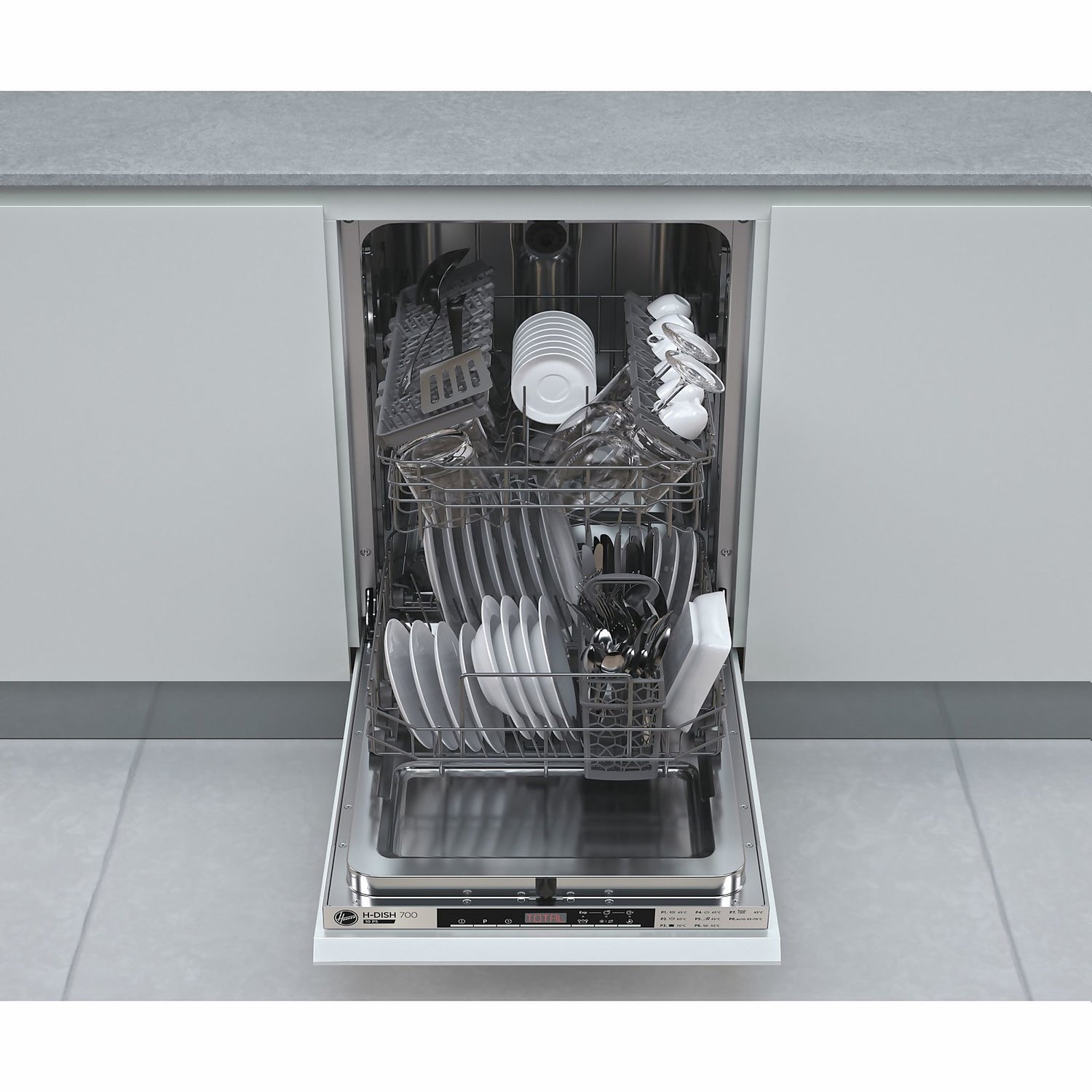 Stainless steel outlet slimline dishwasher