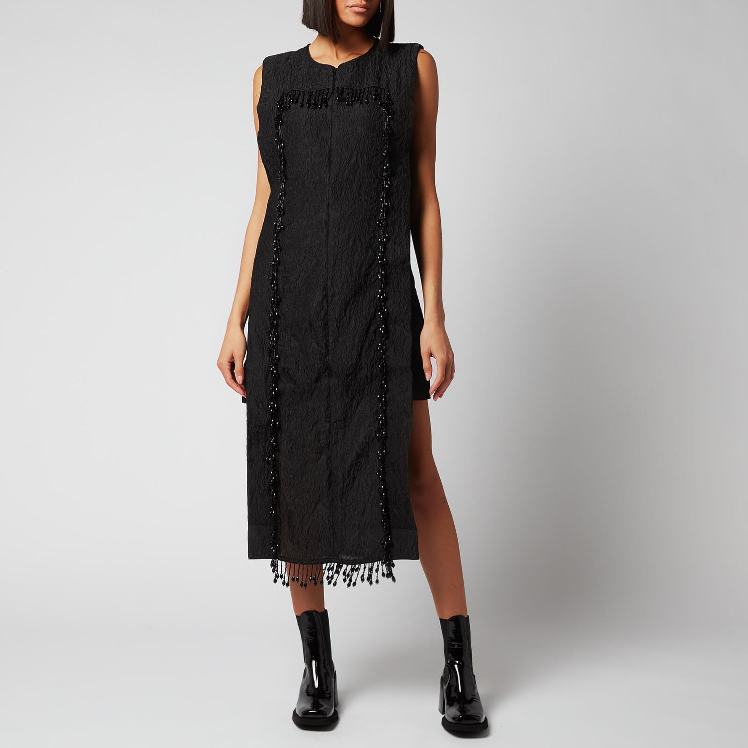 Ganni Women's Jacquard Organza Mid Dress - Black - EU 34/UK 6