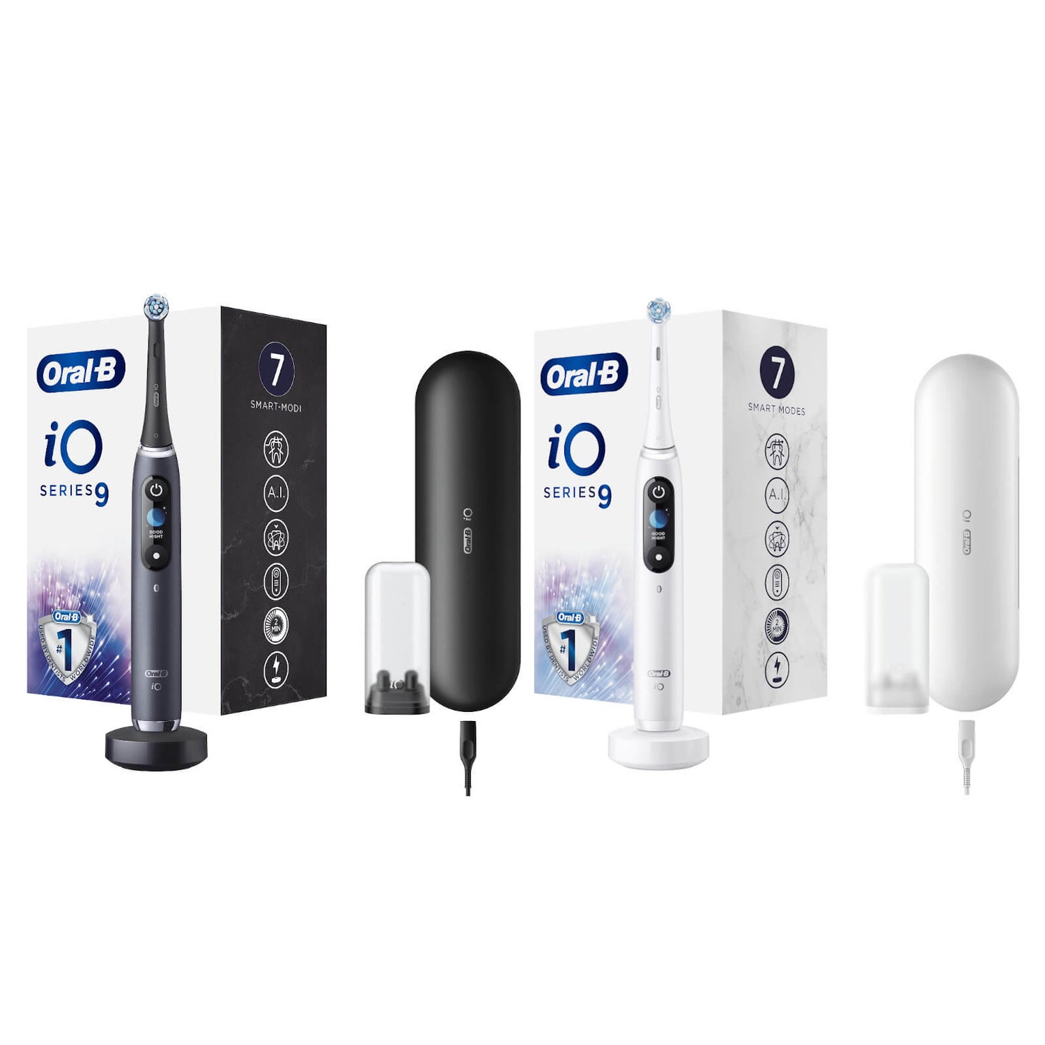 Oral-B iO9 Duo Pack Black & White Electric Toothbrush with Charging Case