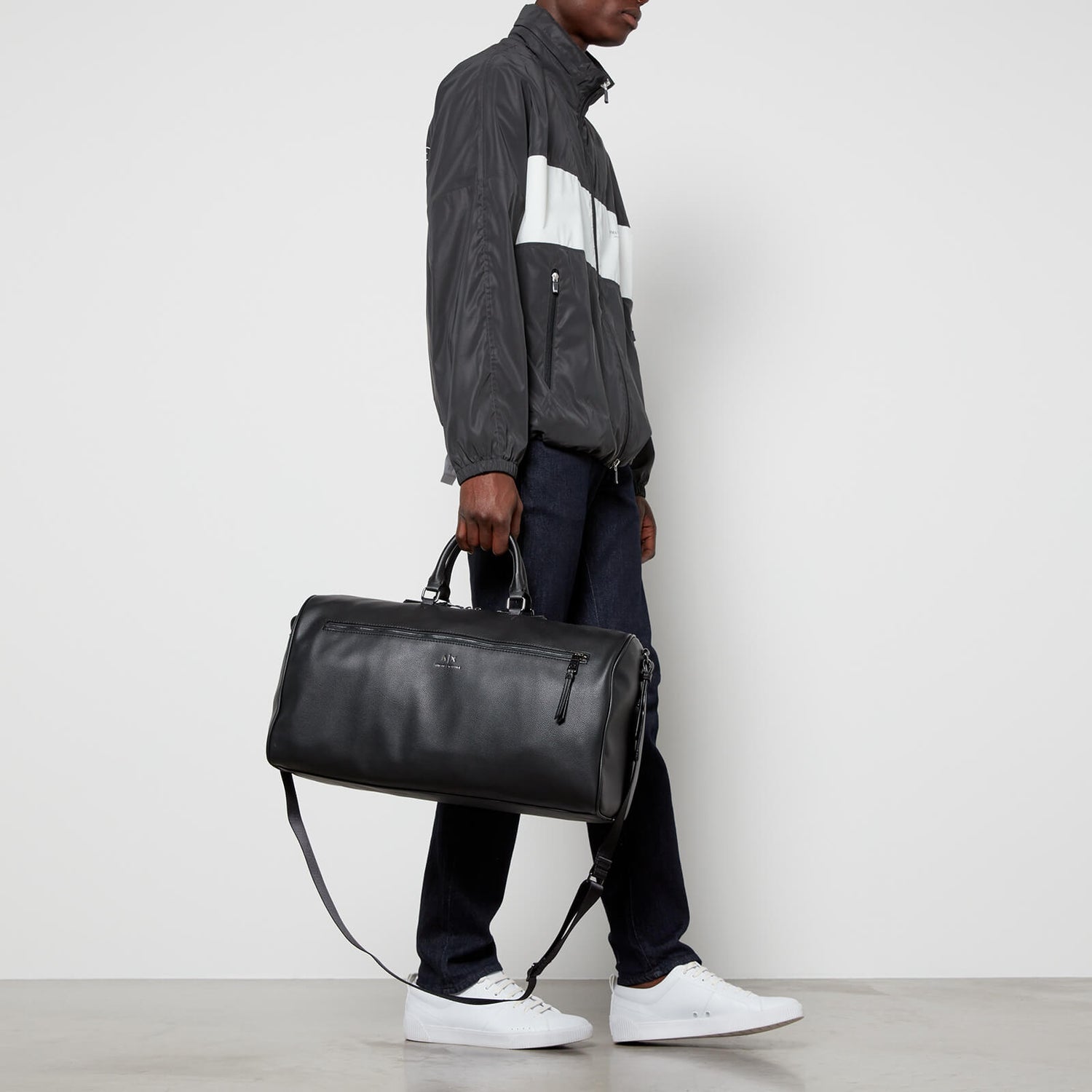 Armani Exchange Men's Leather Duffle Bag - Black