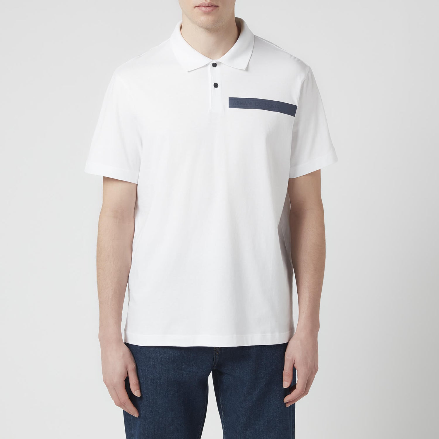 Armani Exchange Men's Tape Logo Polo Shirt - White - S