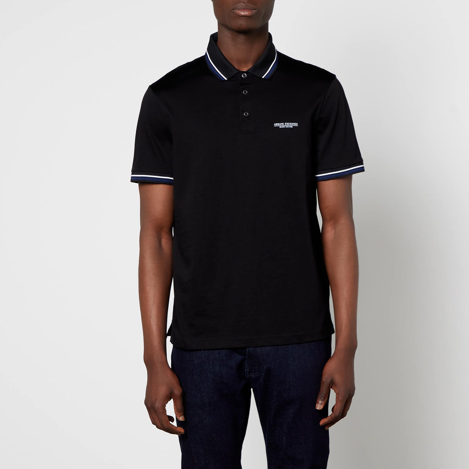 Armani Exchange Men's Mercurized Cotton Polo Shirt - Black - S