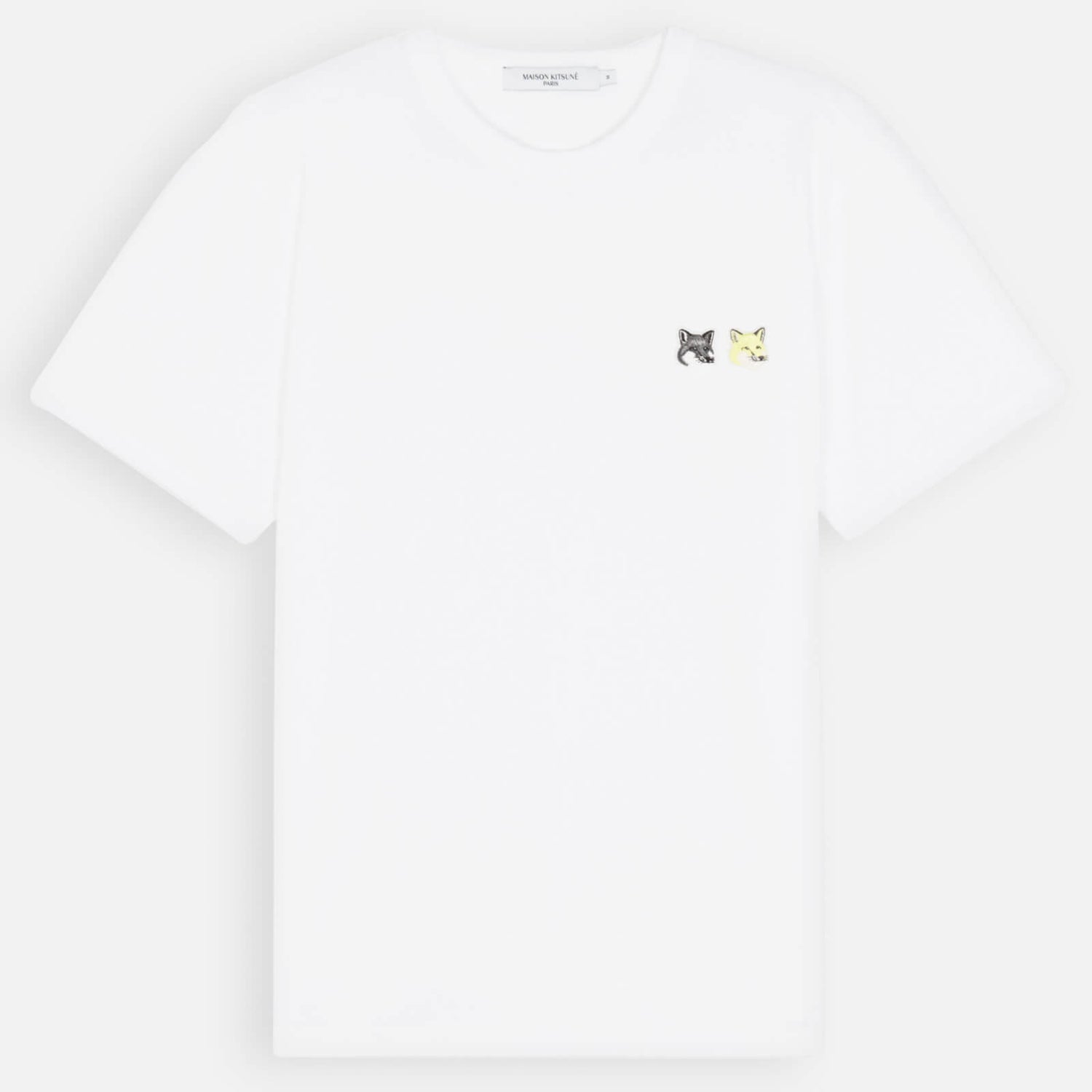 Maison Kitsuné Men's Double Monochrome Fox Head Patch T-Shirt - White