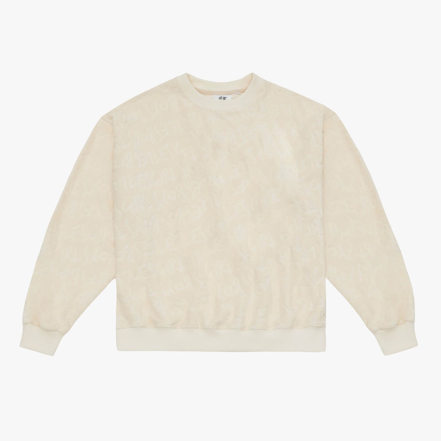 Les Girls Les Boys All Over Logo Devore Crew Neck Sweatshirt Milk