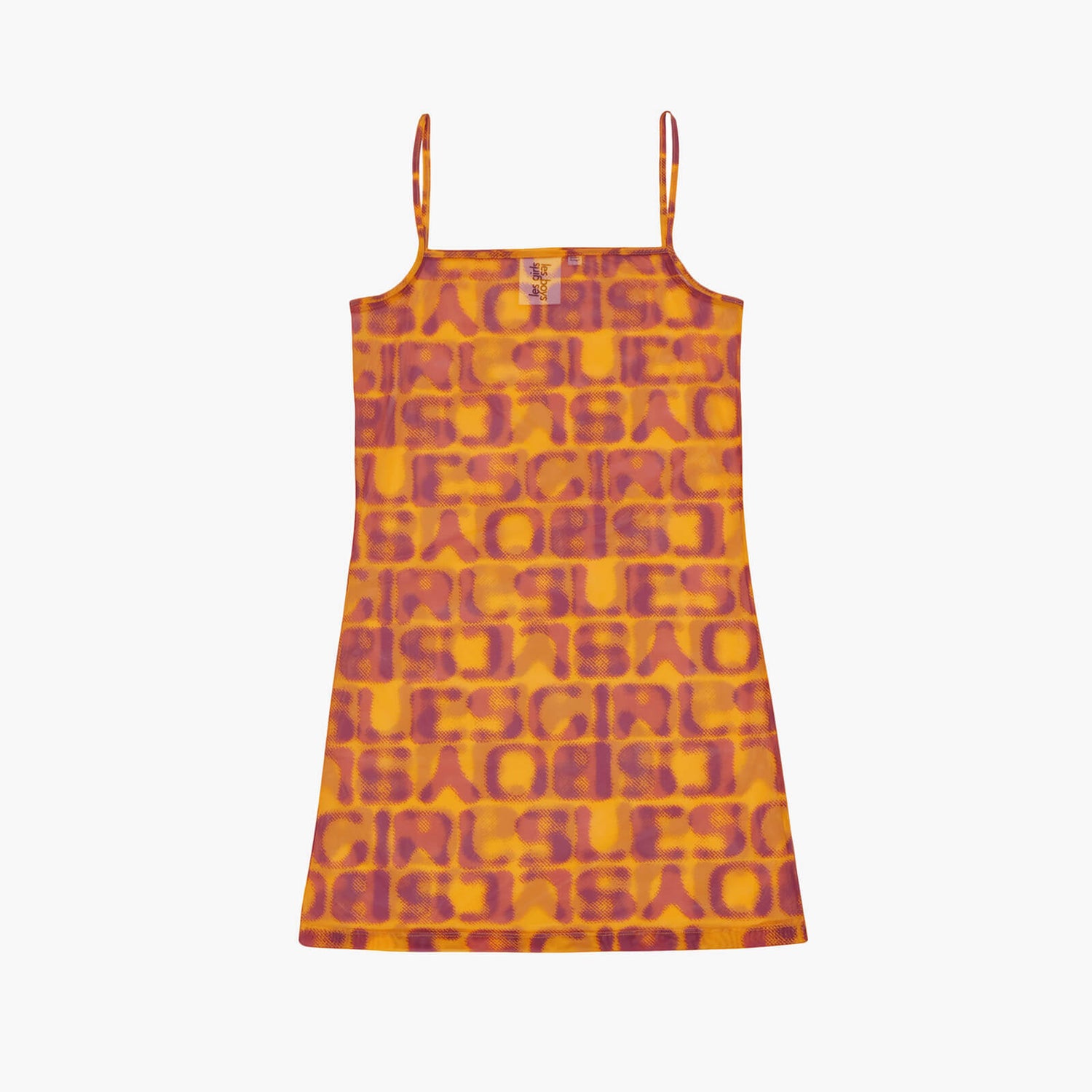 Les Girls Les Boys Grid Logo Print Mesh Dress Claret & Citrus