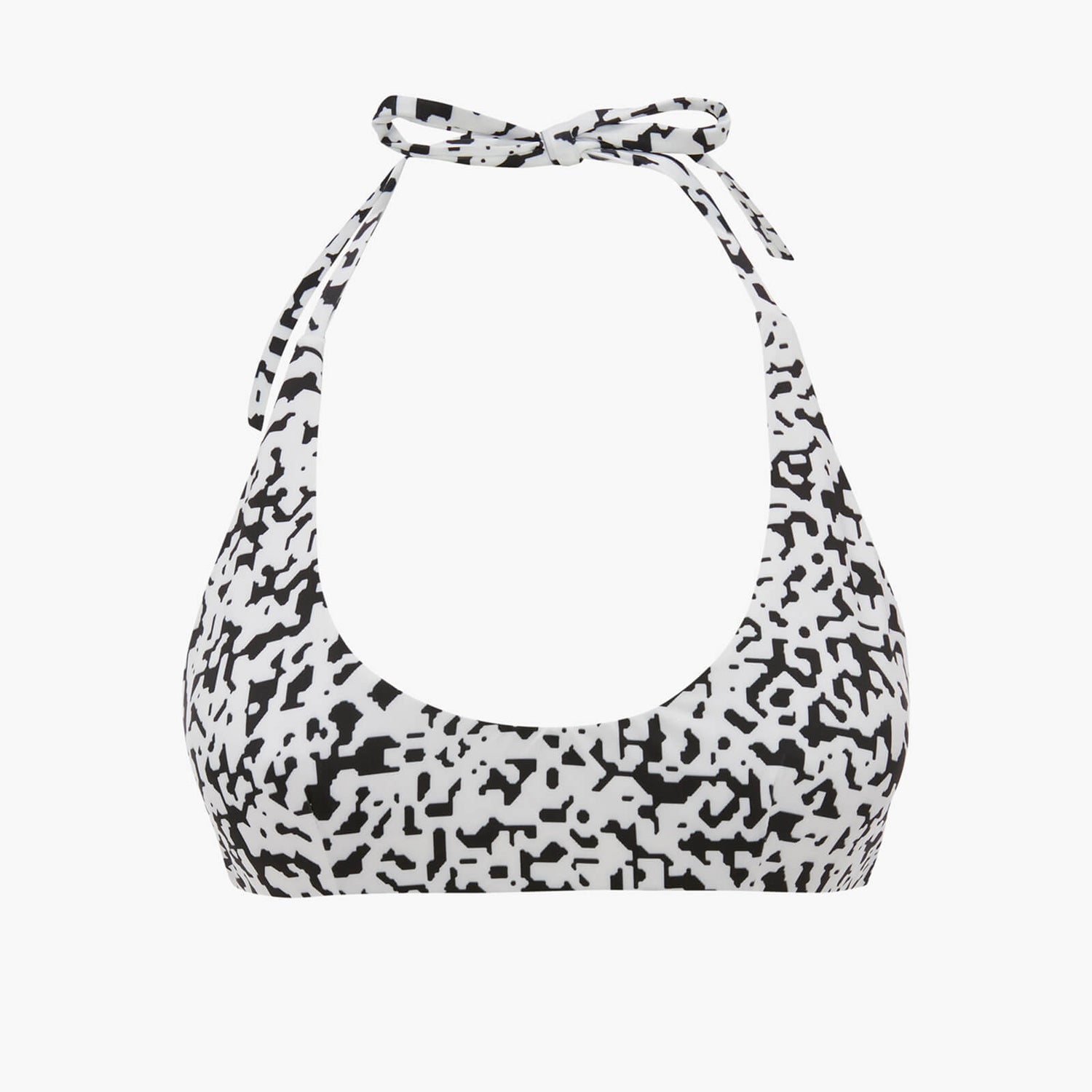 Les Girls Les Boys Bit Map Print Halter Neck Swim Top Black & White