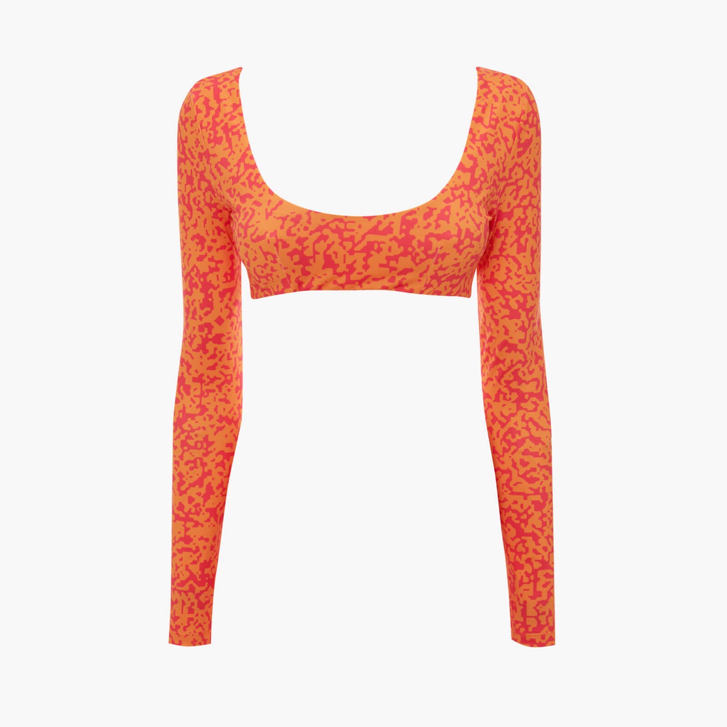 Les Girls Les Boys Bit Map Print Long Sleeve Swim Crop Top Sherbet Multi