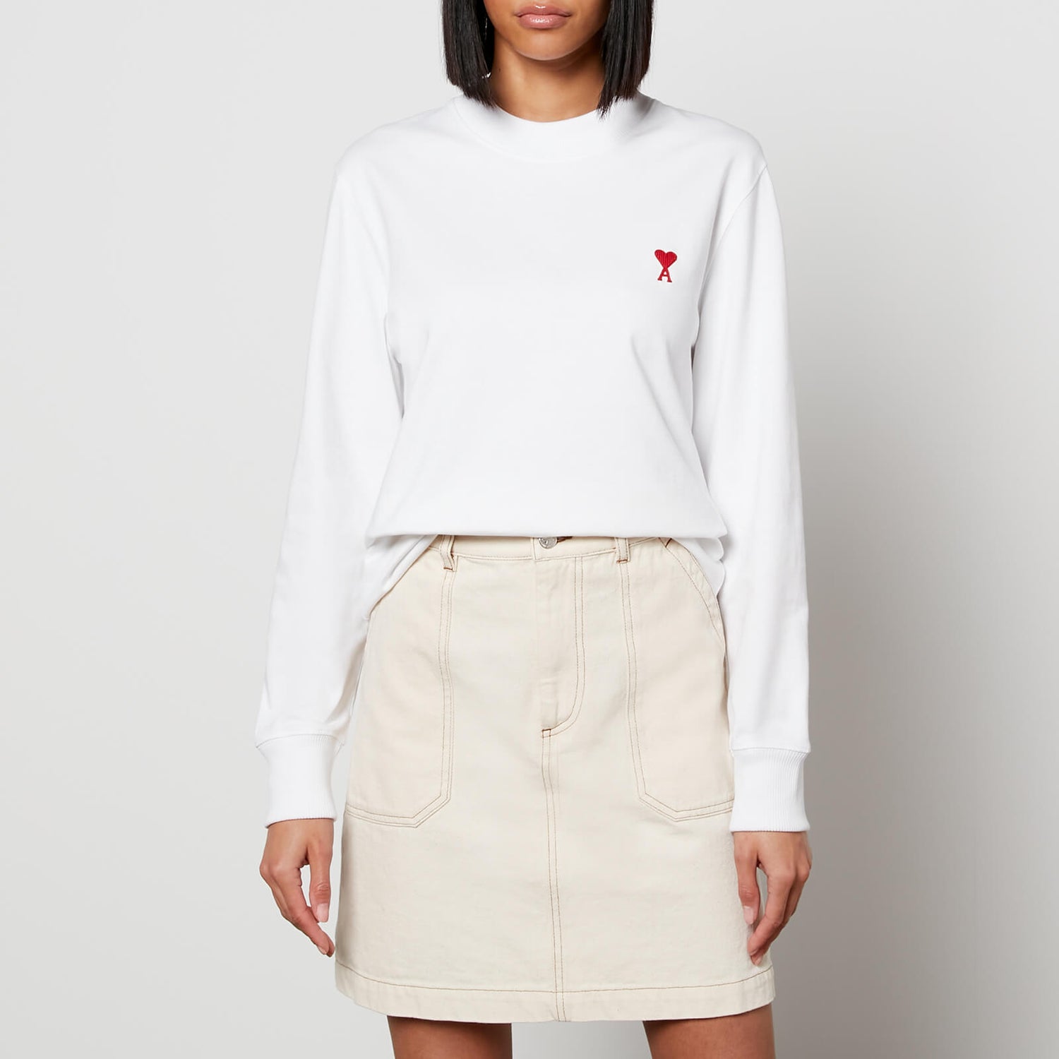AMI Women's De Coeur Long Sleeve T-Shirt - White - S