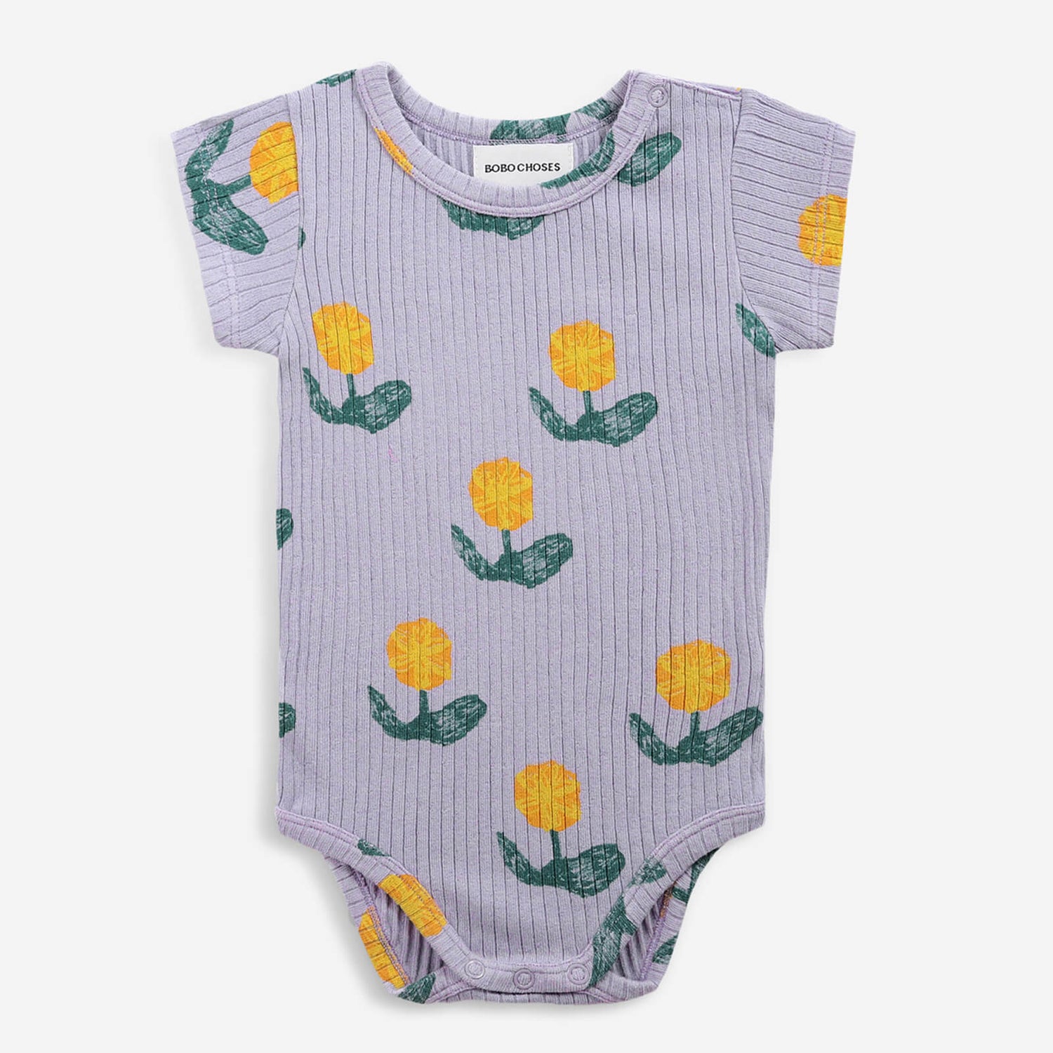 Bobo Choses Baby Wallflowers All Over Short Sleeve Body - 3-6 months
