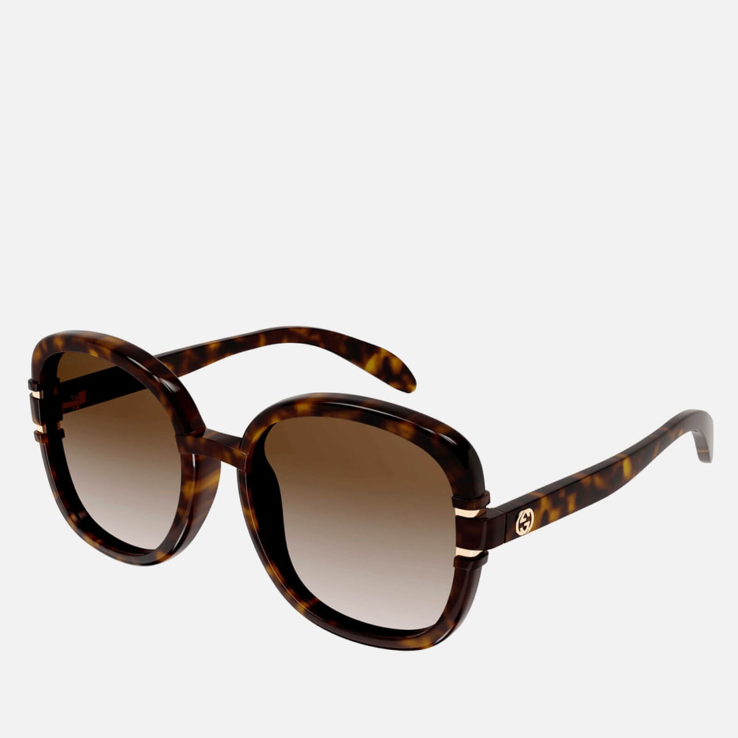 Gucci Women's Oversized Square Acetate Sunglasses - Havana/Havana/Brown