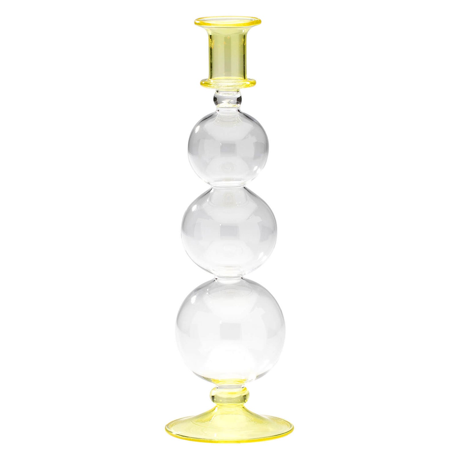 anna + nina Yellow Bubble Glass Candle Holder