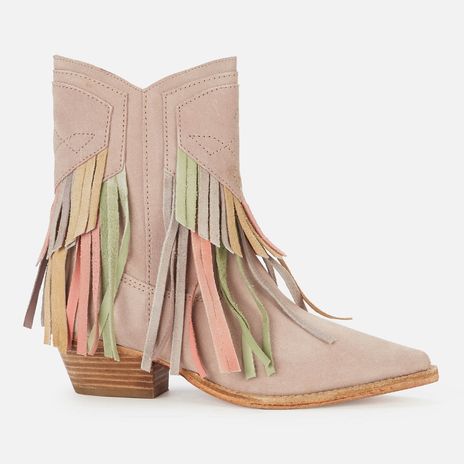 Free People Women's Lawless Fringe Western Boots - Pink Multi