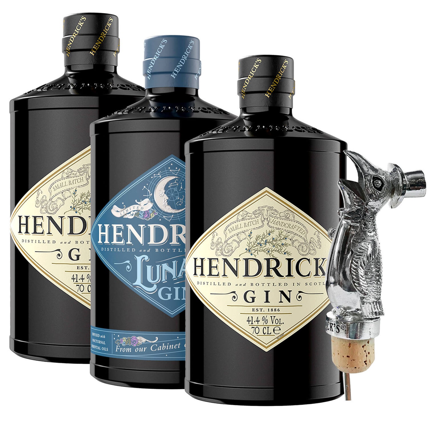 Hendrick's Original Gin & Hendrick's Lunar Gin Trio, 3 x 70cl