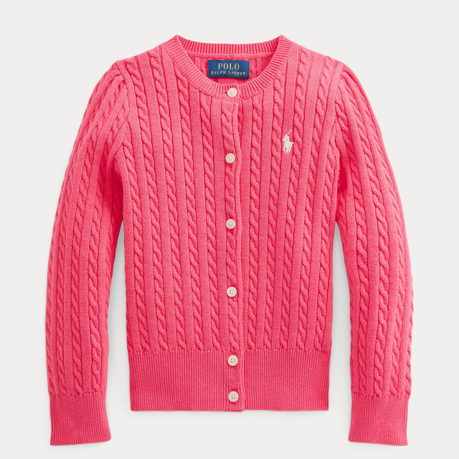 Ralph Lauren Girls' Cable Knit Cardigan - Hot Pink