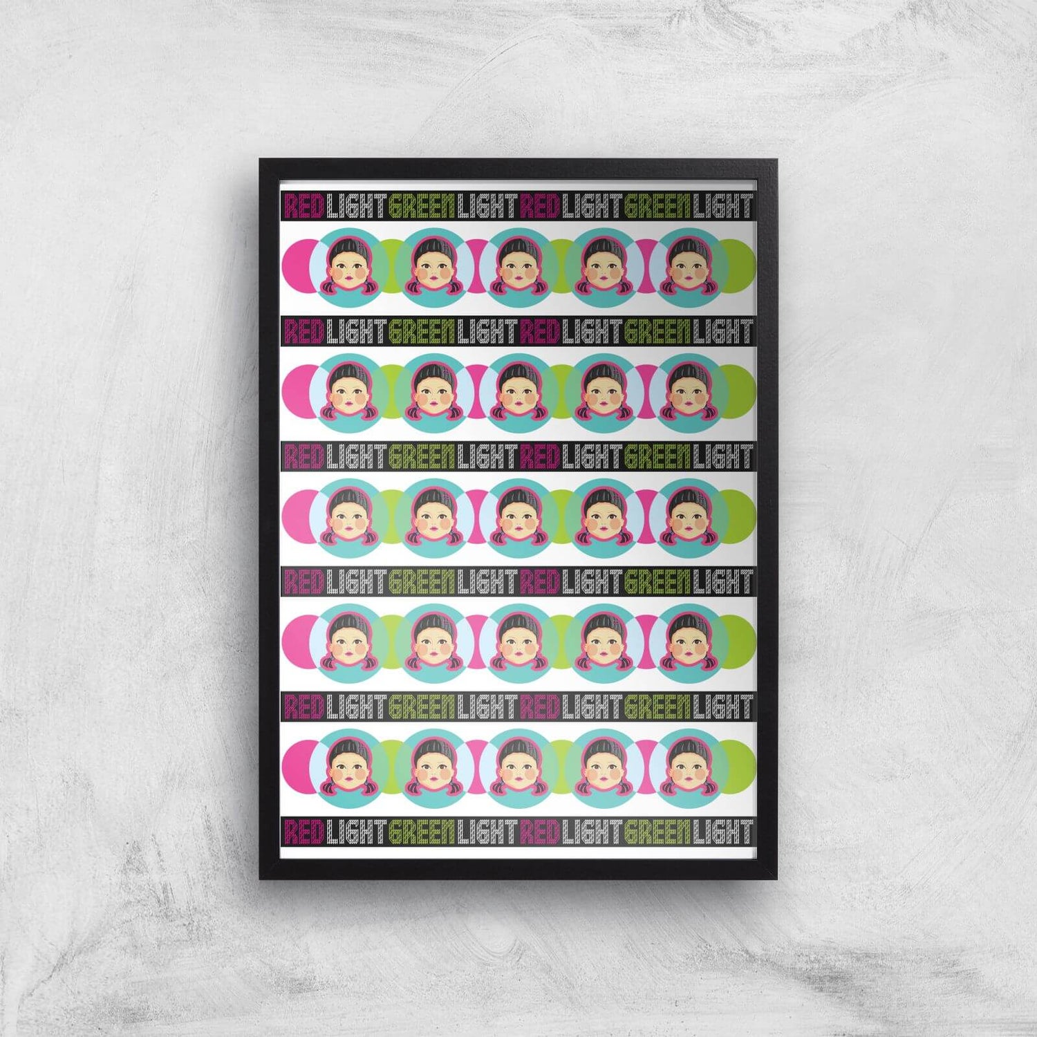 Squid Game Red Light Green Light Giclee Art Print - A4 - Black Frame