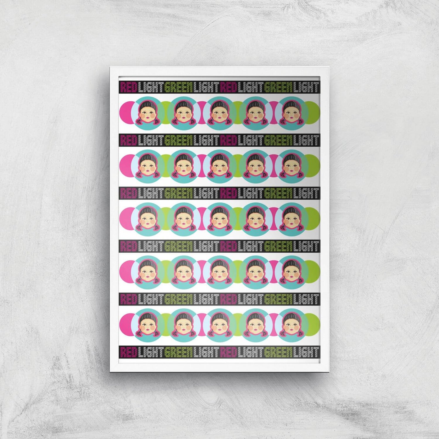 Squid Game Red Light Green Light Giclee Art Print - A3 - White Frame