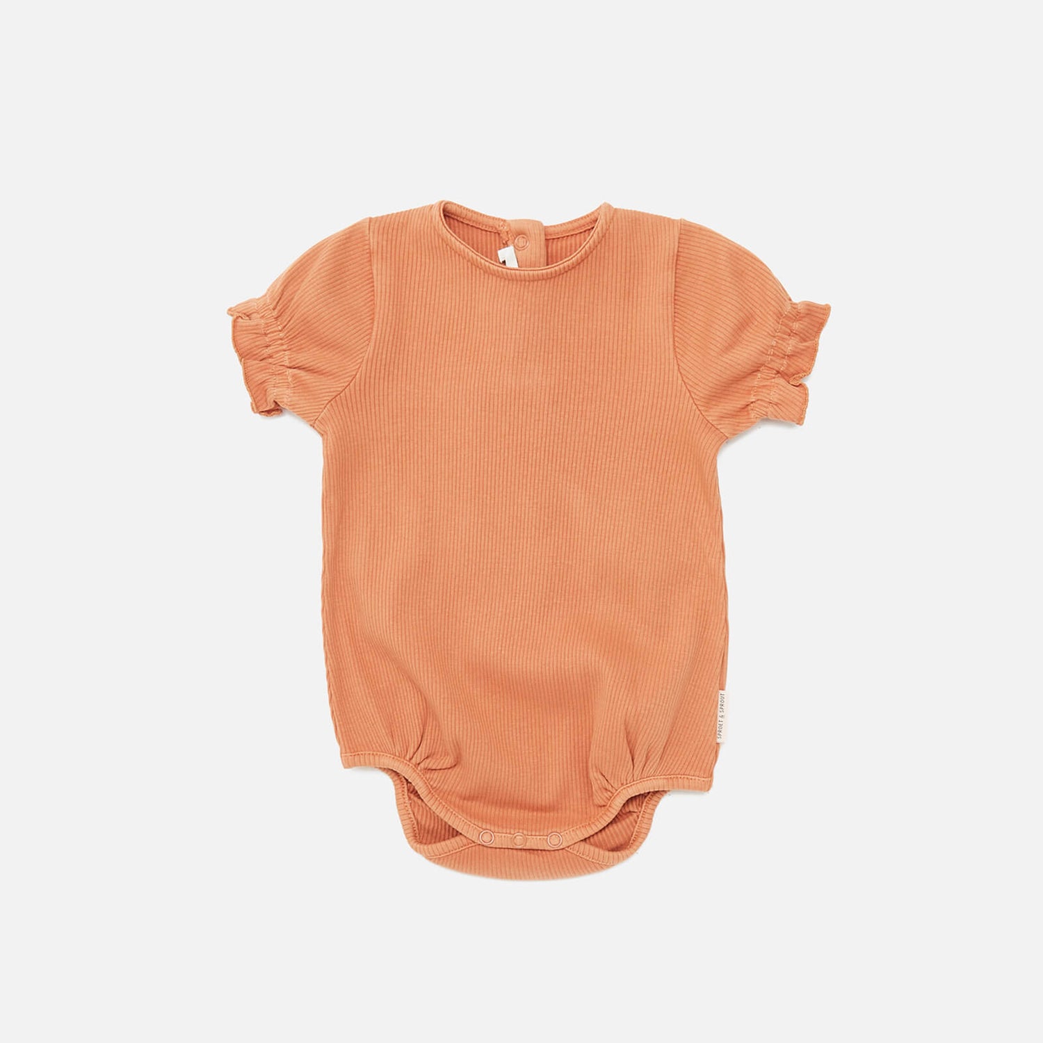 Sproet + Sprout Balloon Sleeve Rib Romper - Cafe - 3 Months