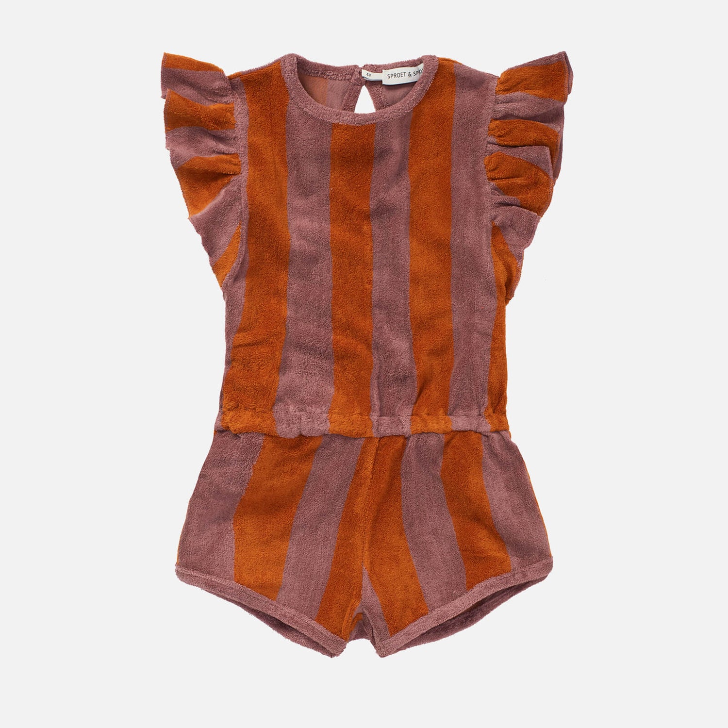 Sproet + Sprout Stripe Ruffle Jumpsuit - Orchid Stripe - 6 Months