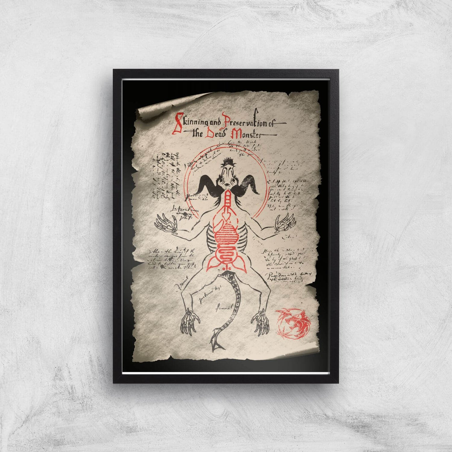 The Witcher Skinning And Preservation Of The Dead Monster Giclee Art Print - A4 - Black Frame