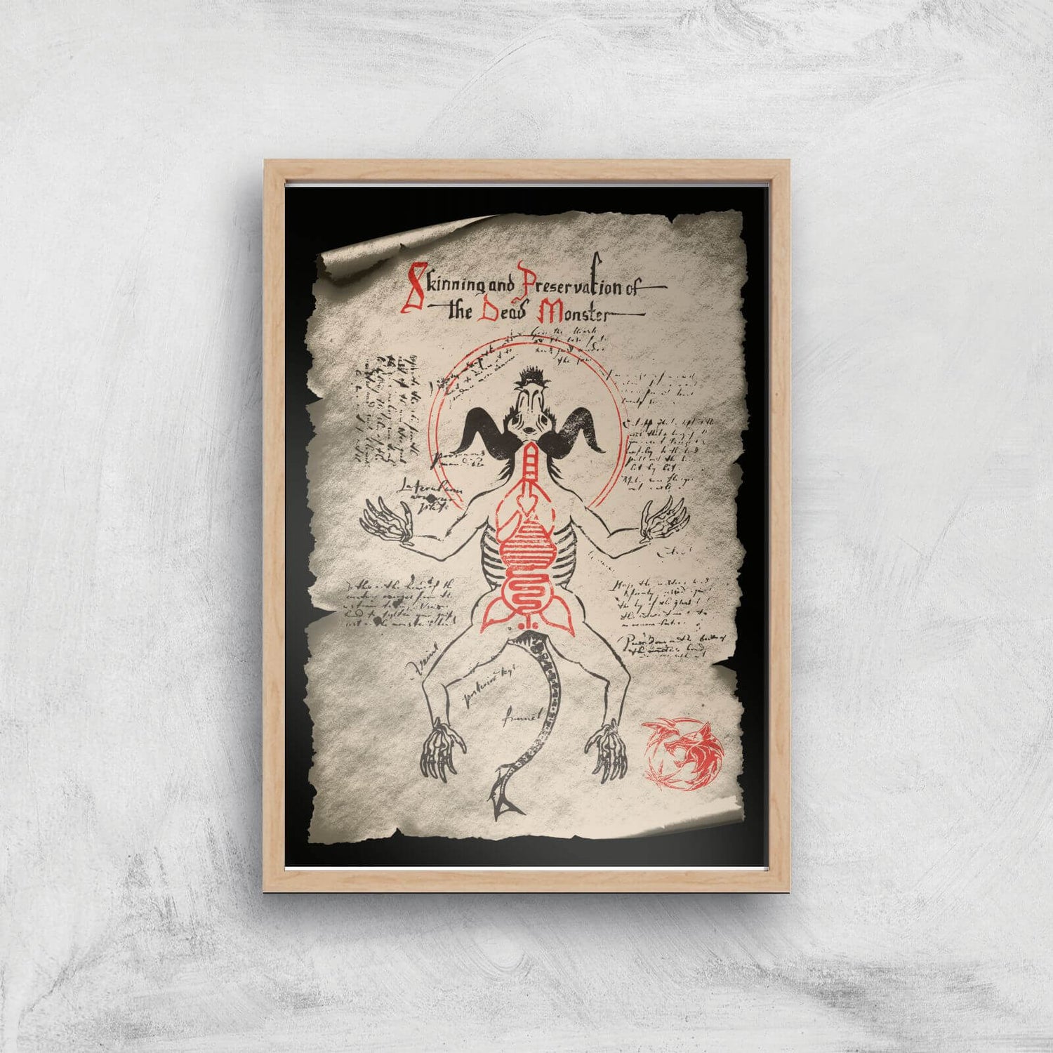 The Witcher Skinning And Preservation Of The Dead Monster Giclee Art Print - A3 - Wooden Frame