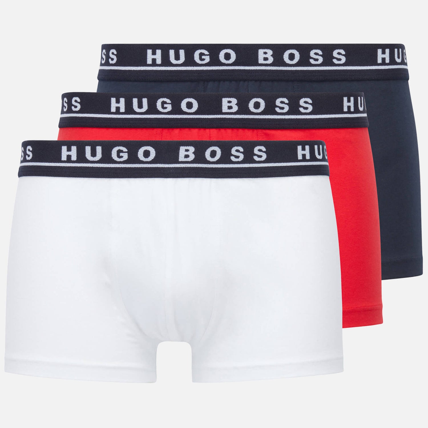 BOSS Bodywear Men's 3-Pack Contrast Waistband Trunks - Black/Red/White