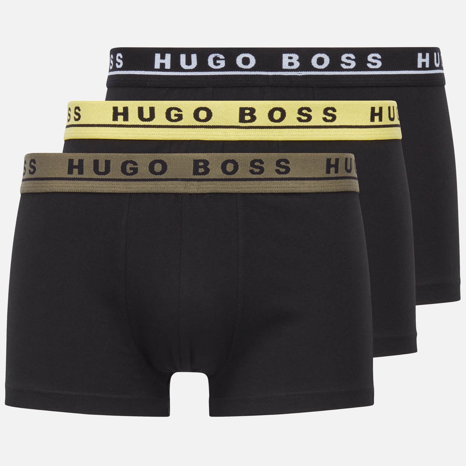 BOSS Bodywear Men's 3-Pack Contrast Waistband Trunks - Black/Multi - S