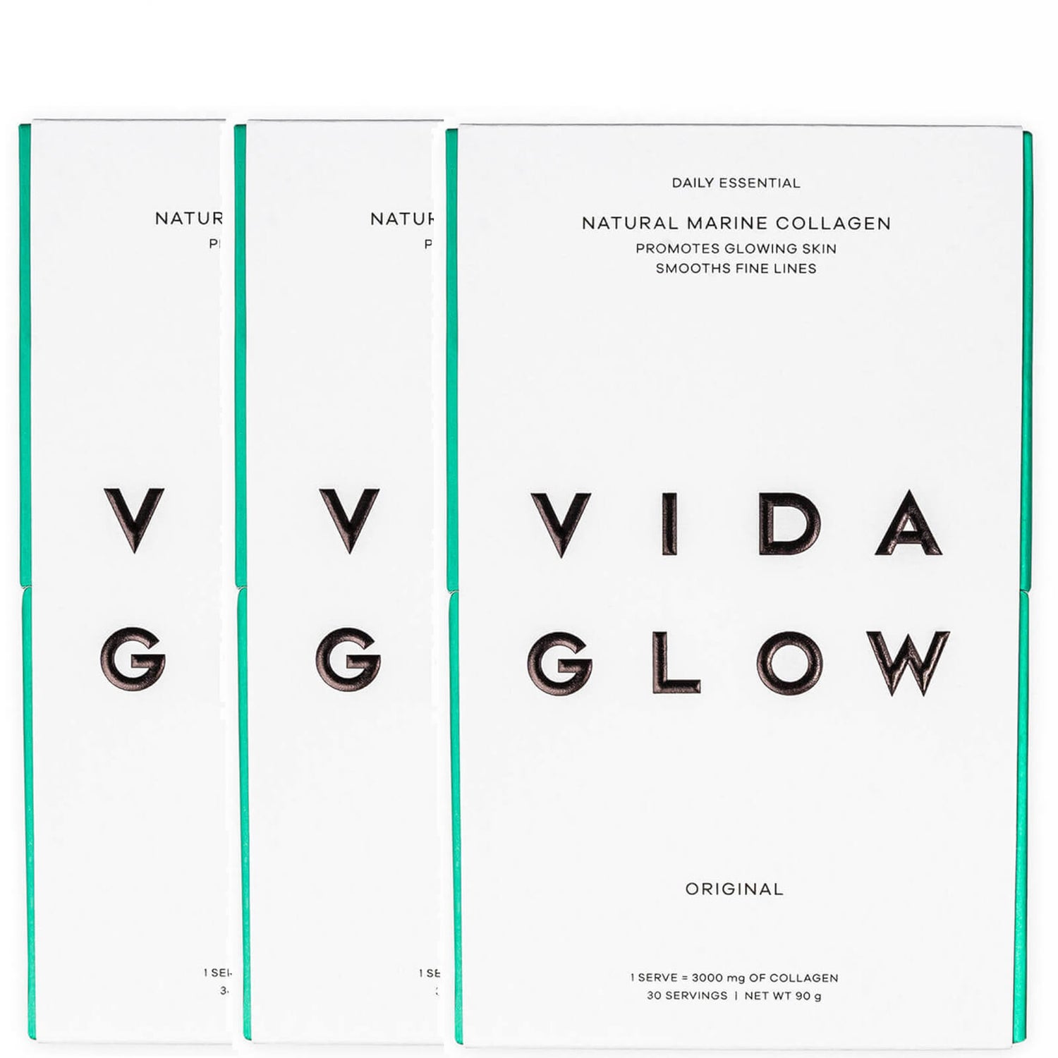 Vida Glow Natural Marine Collagen Supplement - Original 3 x 90g