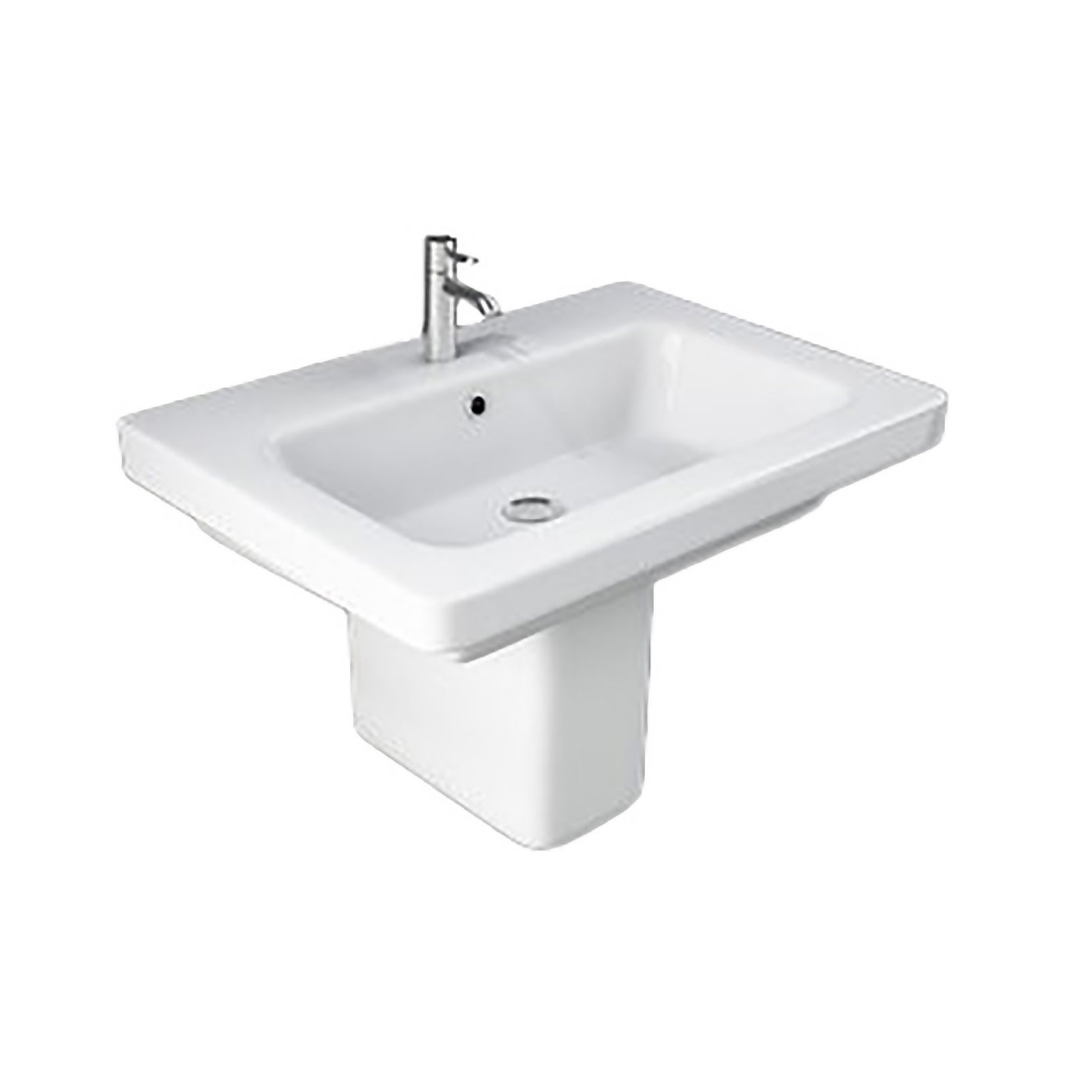 Falcon 650mm White Basin and Semi Pedestal with 1 Tap Hole