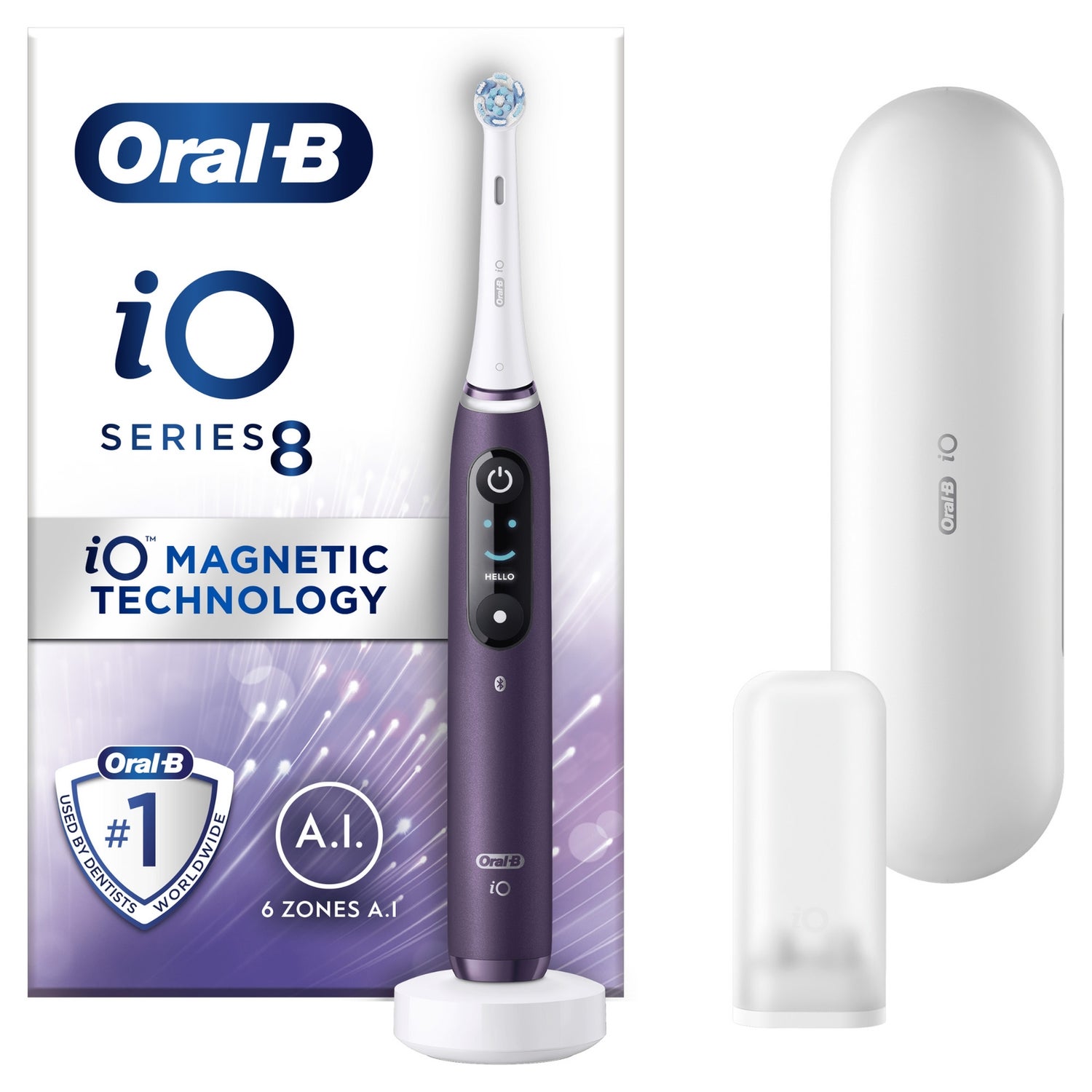Oral B iO8 Violet Electric Toothbrush with Travel Case