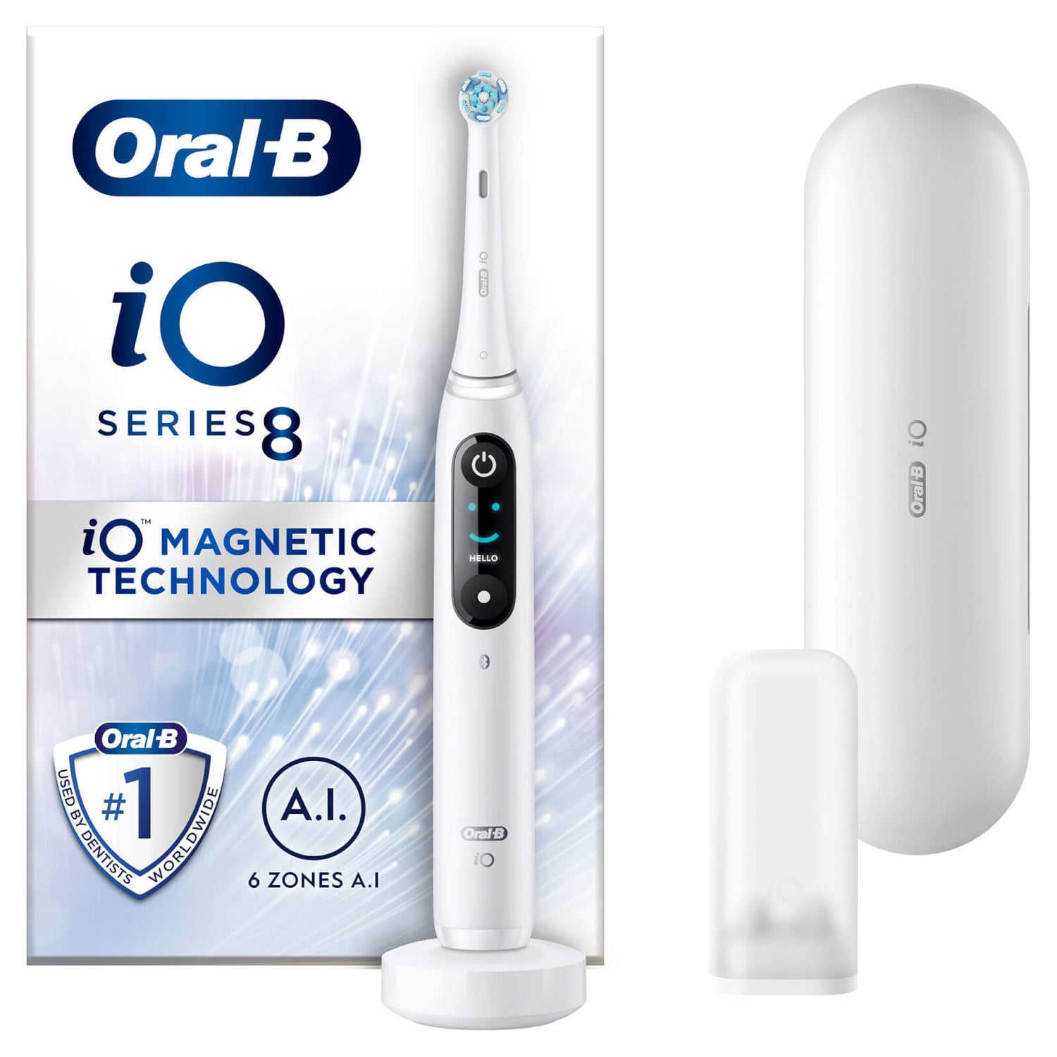Oral B iO8 White Electric Toothbrush with Travel Case