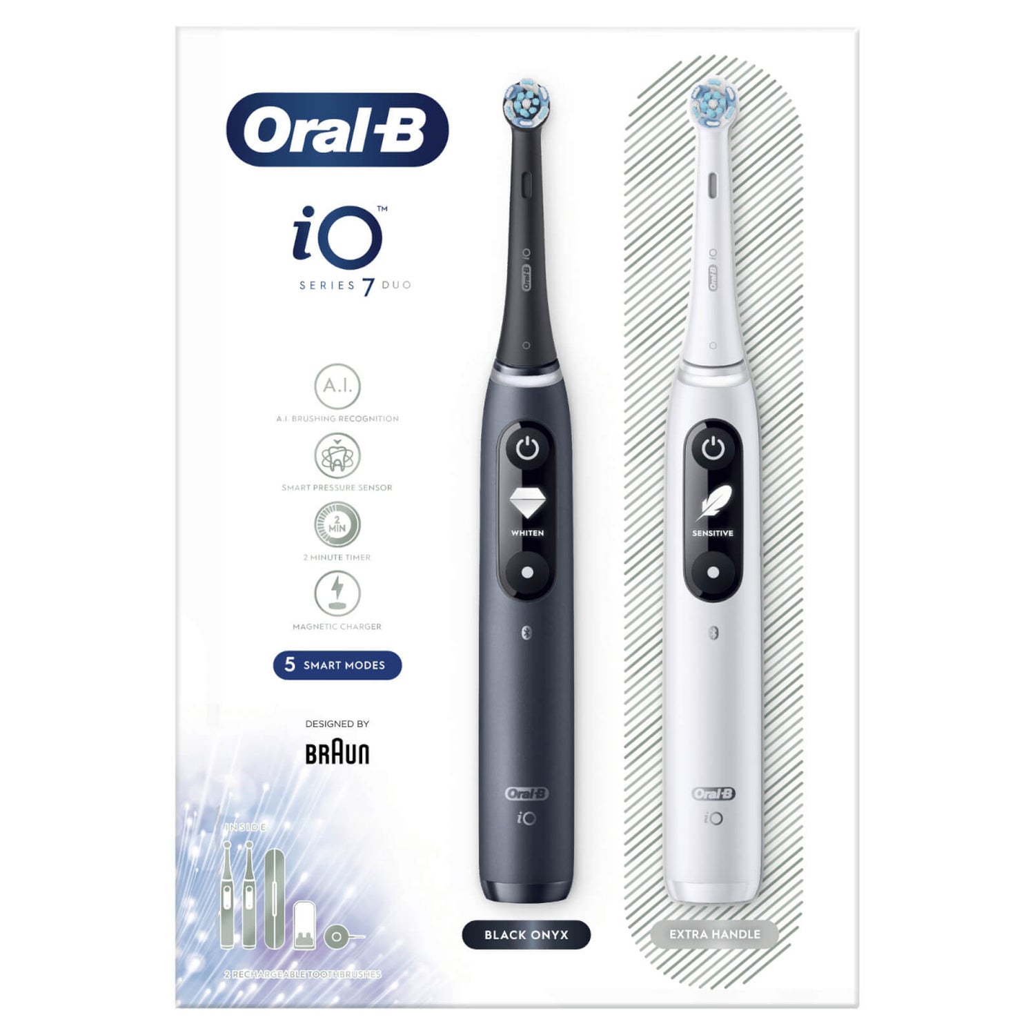 Oral B iO - 7 - Black & White Electric Toothbrushes Designed by Braun