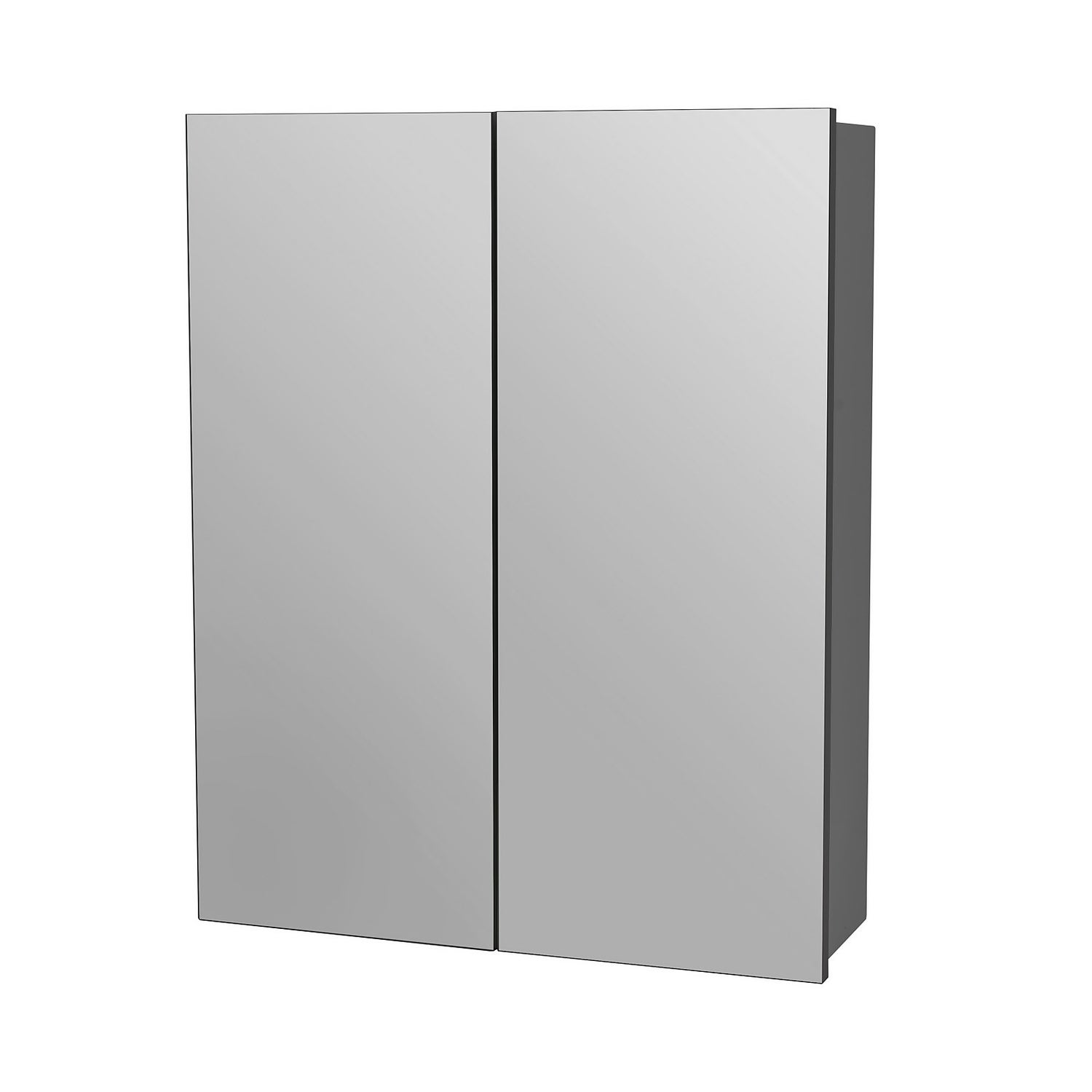 Double Door Mirrored Bathroom Cabinet White Homebase
