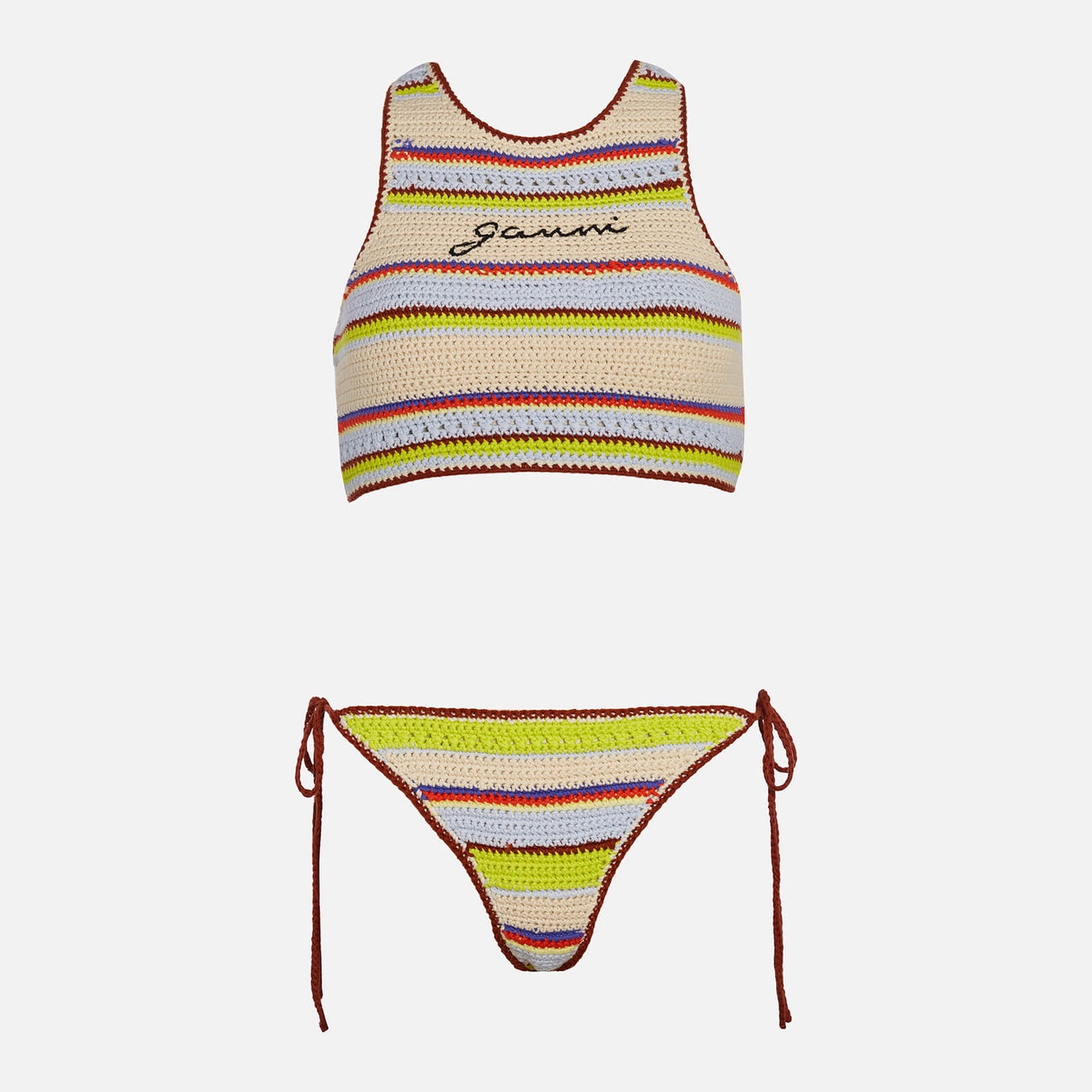 Ganni Women's Crochet Swimwear Top - Multicolour