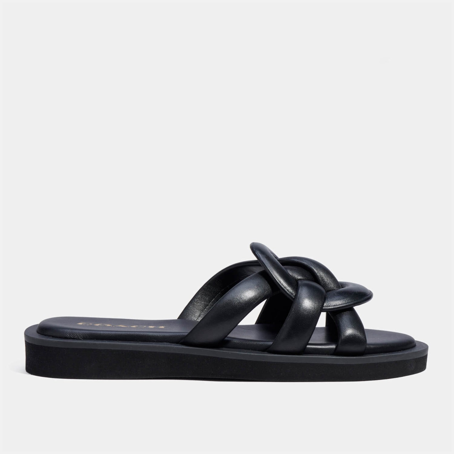 Coach Women's Georgie Leather Slide Sandals - Black - UK 3