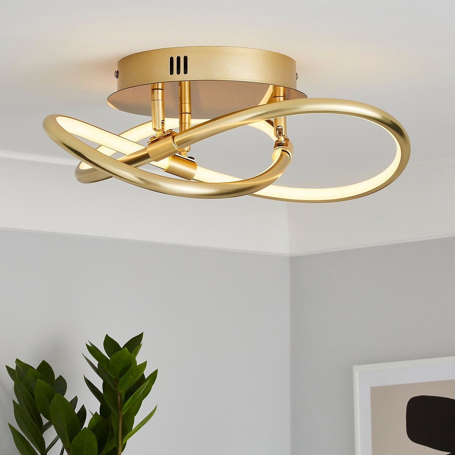 Bailey LED Spiral Flush Ceiling Light - Brass