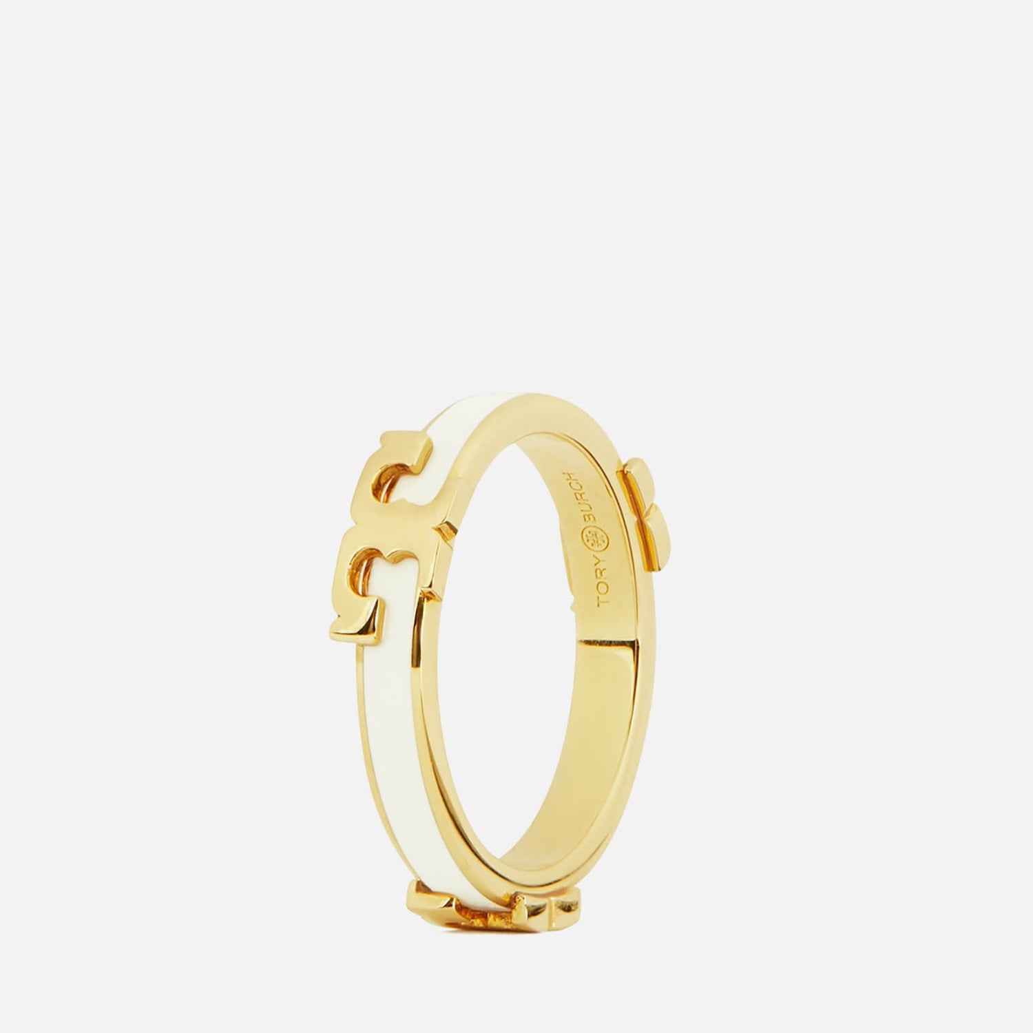Tory Burch Women's Serif-T Enamel Stackable Ring - Tory Gold/New Ivory