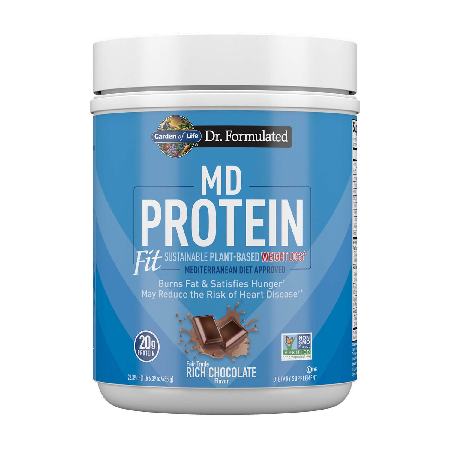 MD Protein FIT Gerst - en Rijsteiwitpoeder - Chocolade - 635g