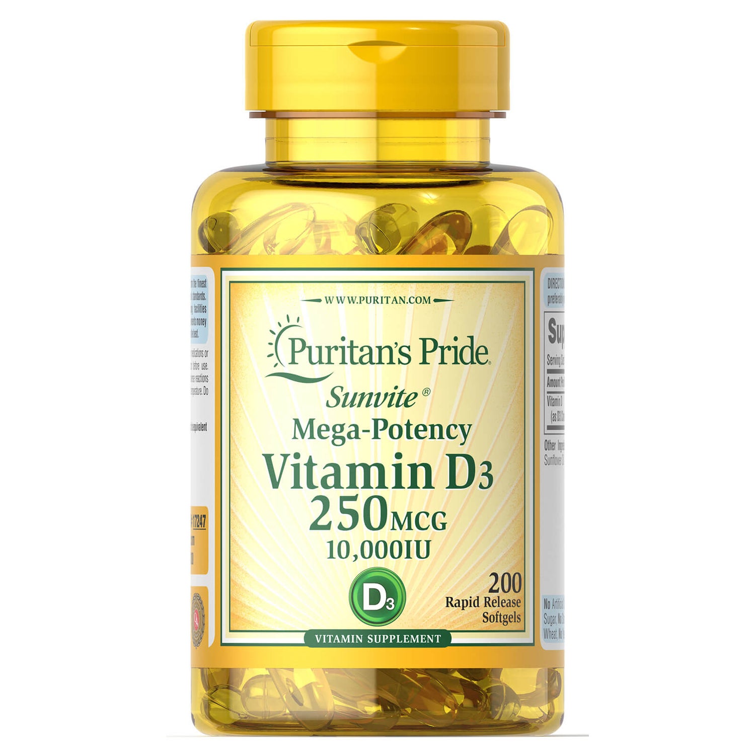 Puritan's Pride Vitamin D 10000 IU - 200 Softgels