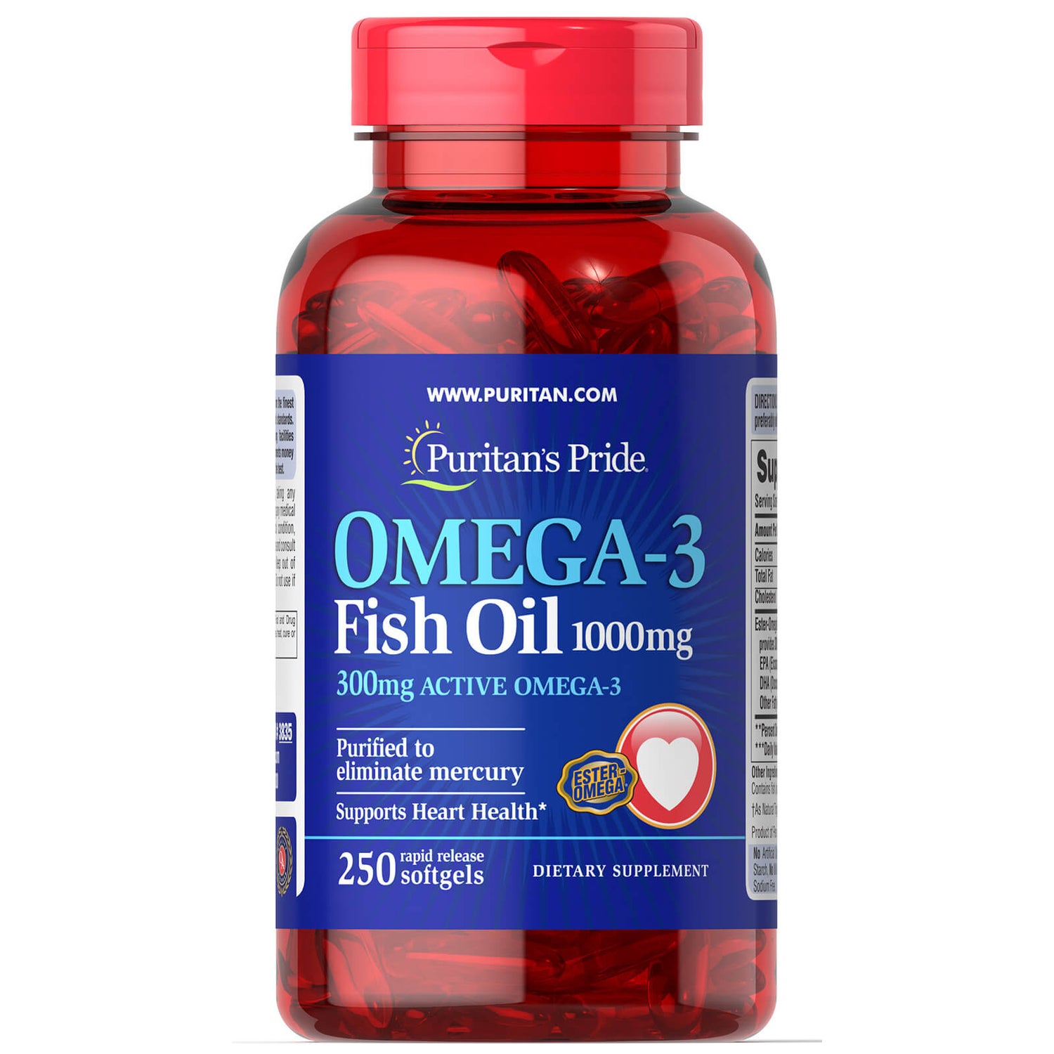 Puritan's Pride Omega-3 Fish Oil 1000mg - 250 Softgels