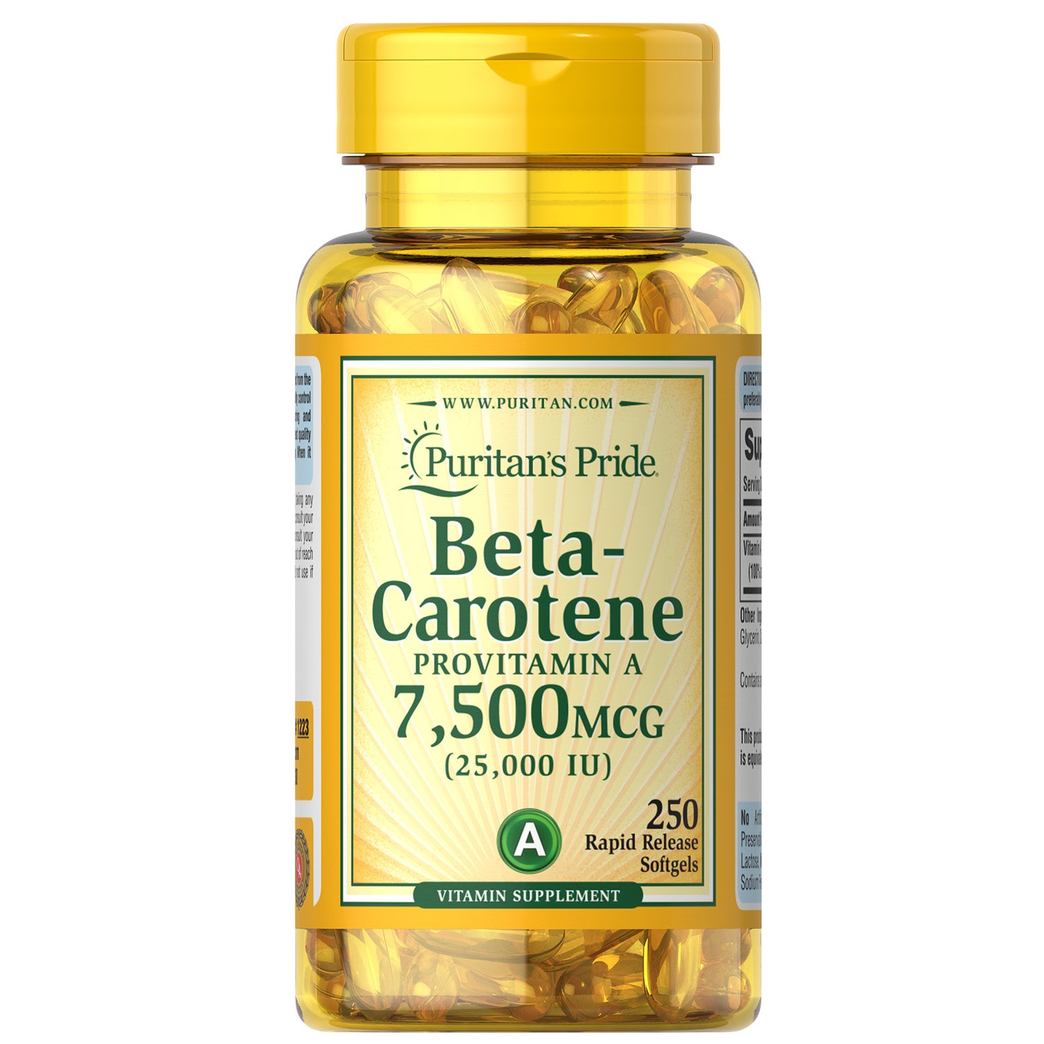 Puritan's Pride Beta-Carotene 25000 IU - 250 Softgels